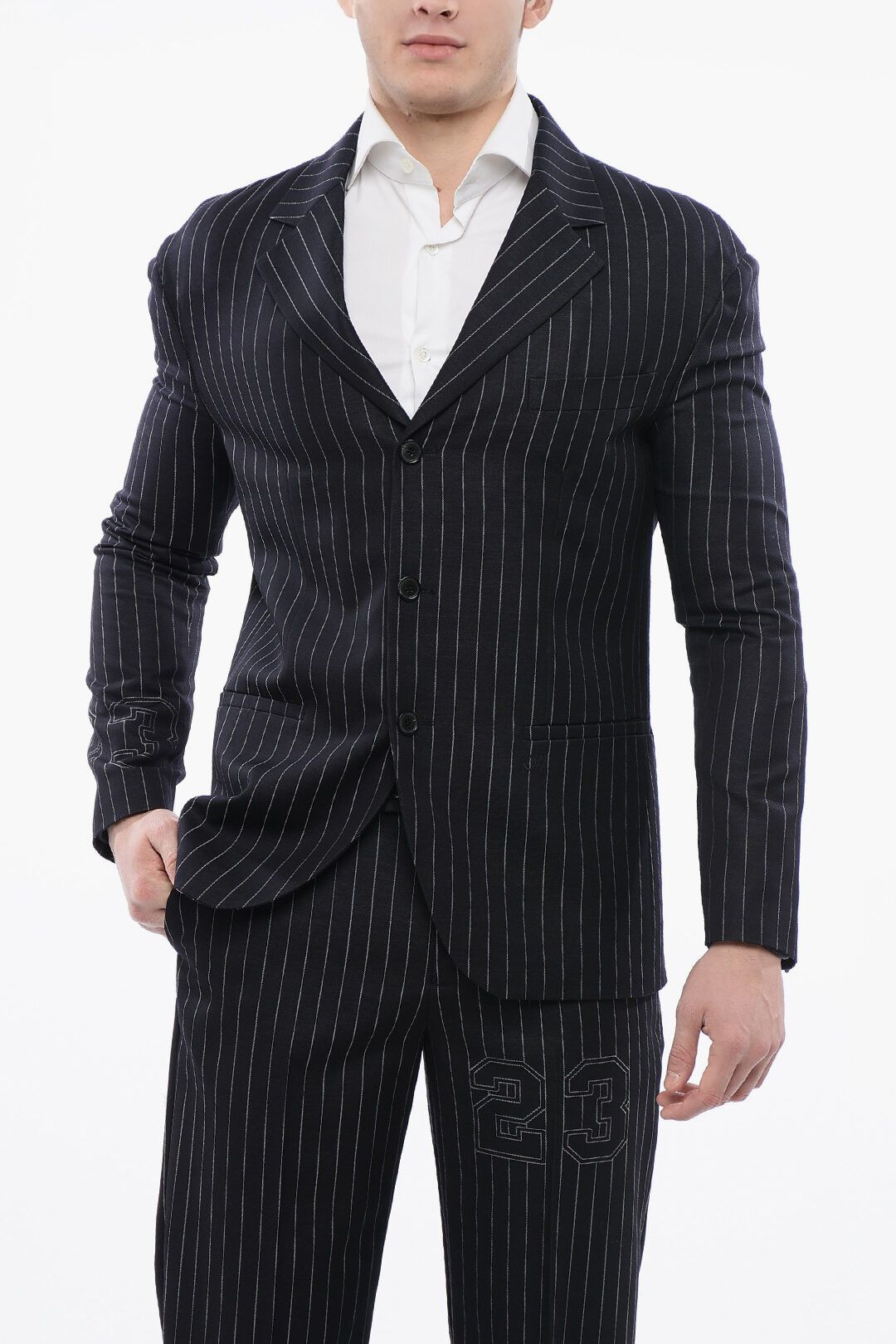 og1mm1025 Pinstriped 23 Blazer in Navy Blue