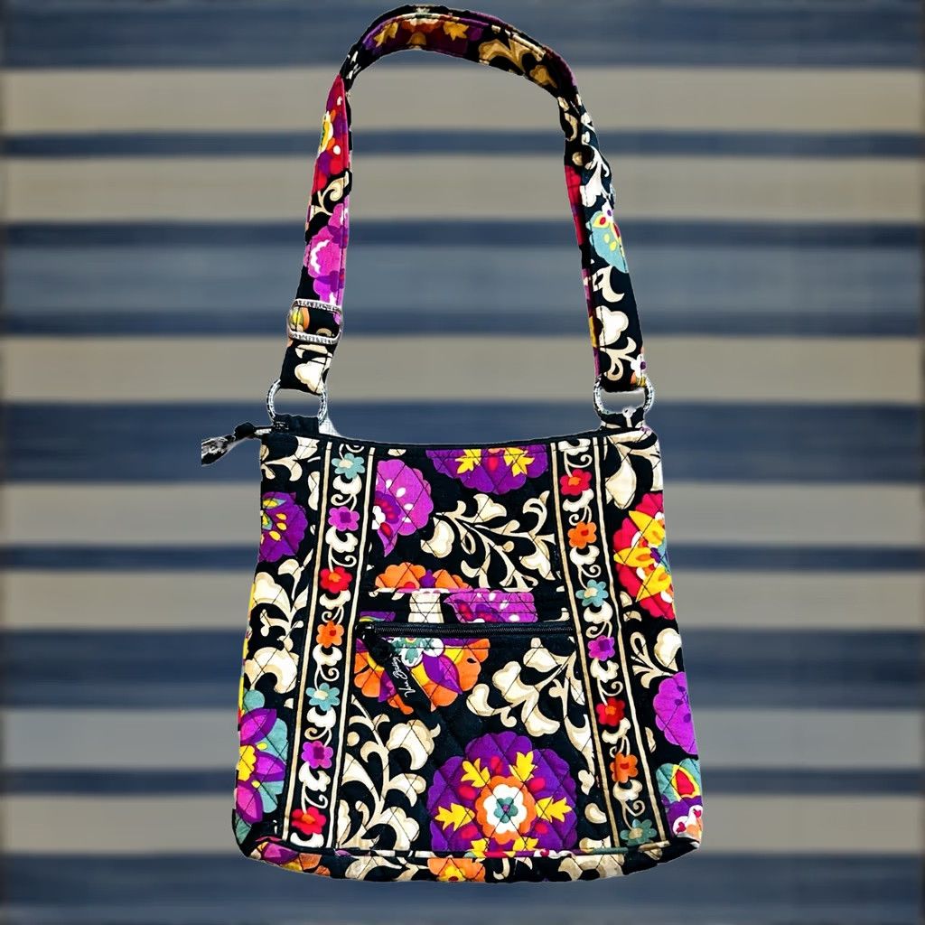 Vera Bradley Vera Bradley Crossbody Hipster Bag Suzani Pattern Floral Purse W/Wristlet Wallet Read Womens Medium Multicolor Floral 11x2in 56in Strap Drop Size ONE SIZE - 1 Thumbnail