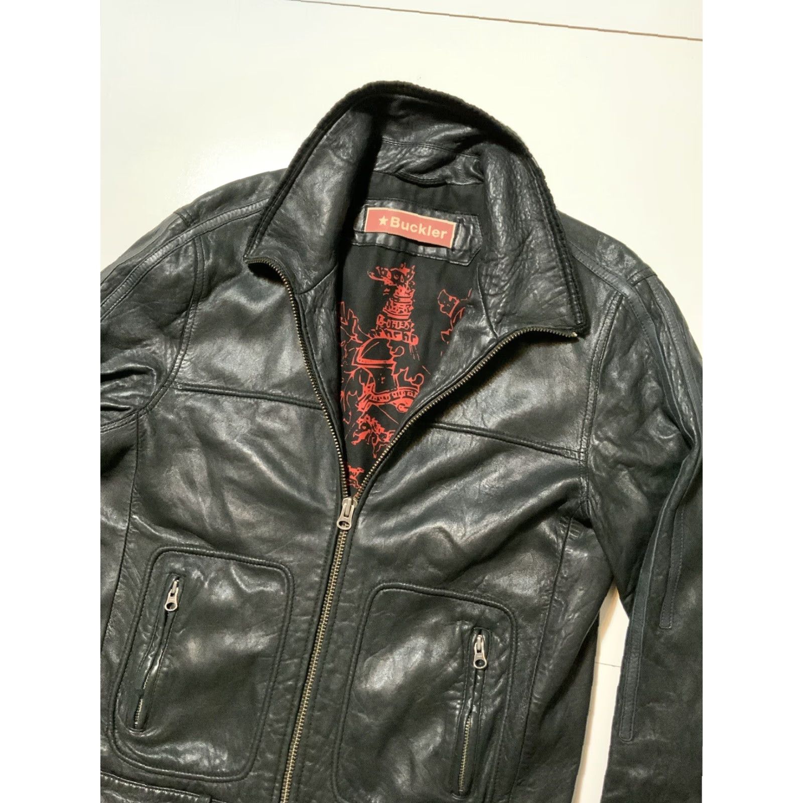 Vintage VINTAGE Andrew Buckler Faithful Unto Death Fidelis Usque Ad Mortem Leather Biker Jacket Mens M Black Leather Motorcycle Jacket Size US M / EU 48-50 / 2 - 5 Thumbnail