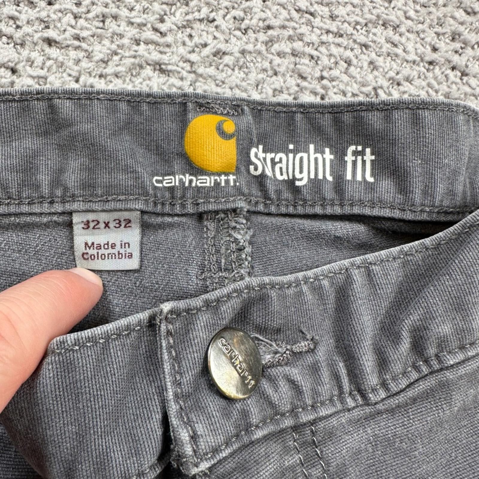 Carhartt Carhartt Mens 32x32 Straight Fit Work Pants Gray Cotton Size US 32 / EU 48 - 7 Thumbnail