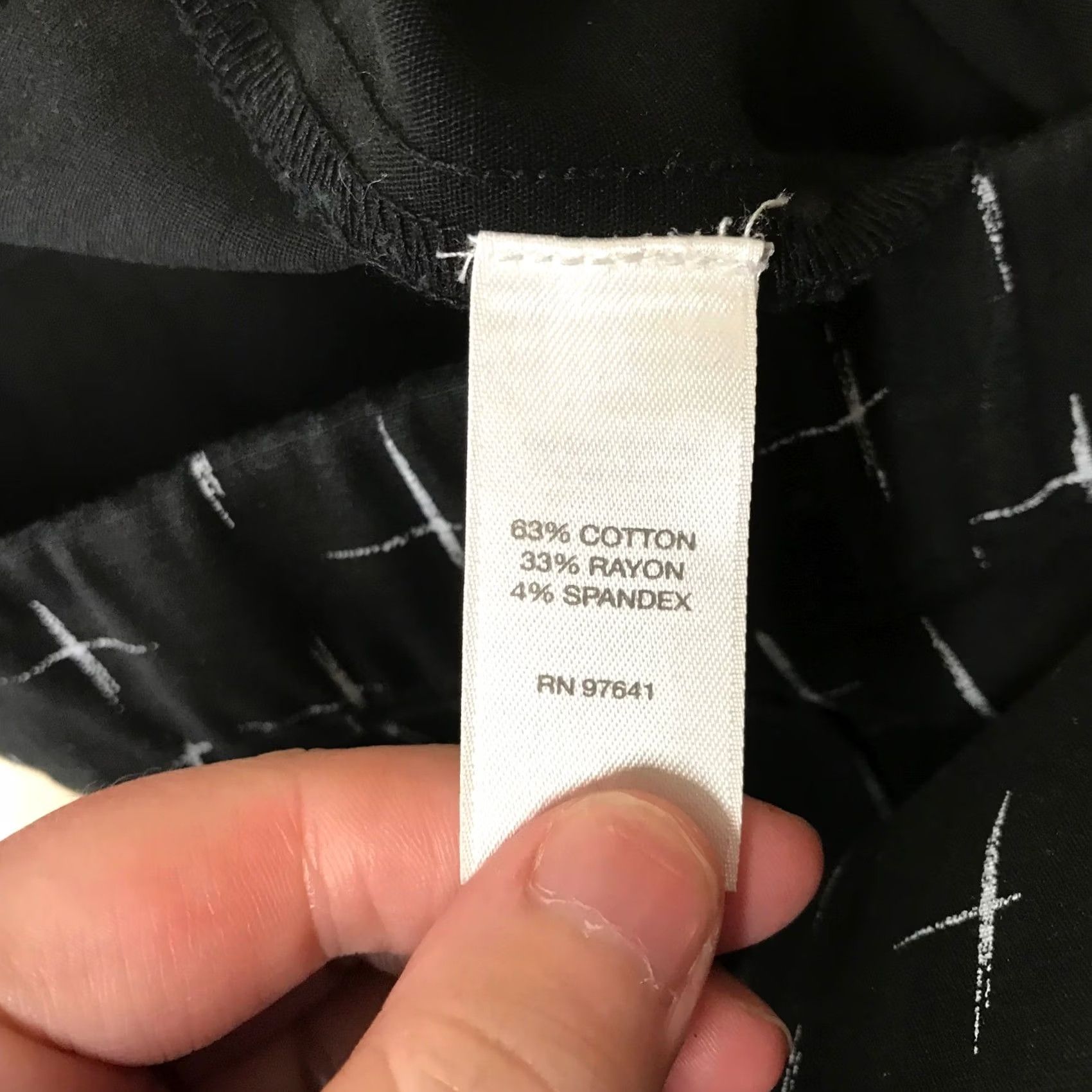 Vintage J Jill Black White Geometric Print Dress Pants Trousers Size 8 Knit Stretch Straight Front Women's Pants Size 30" / US 8 / IT 44 - 8 Thumbnail
