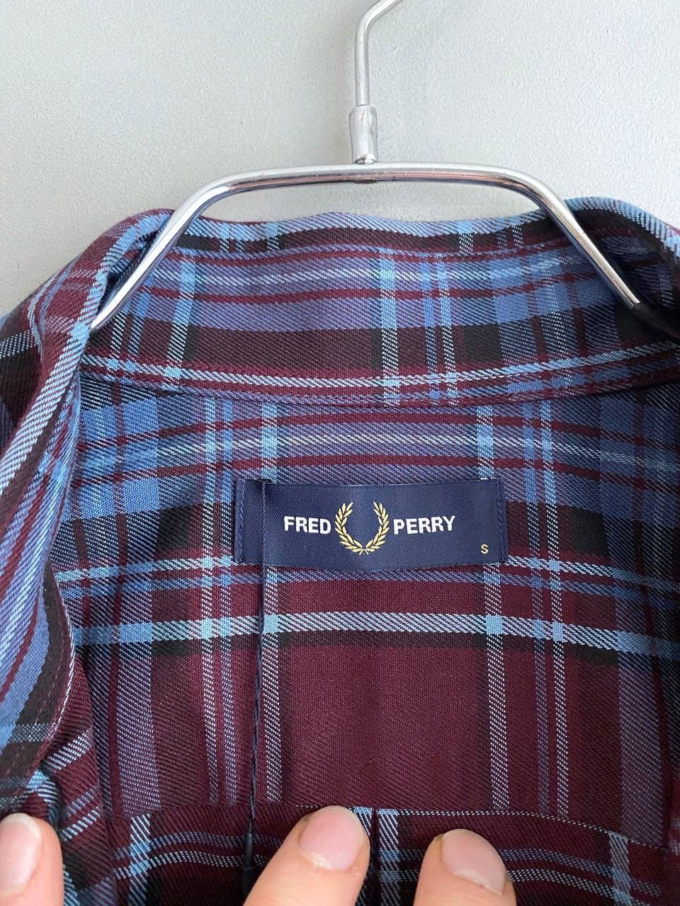 Fred Perry Fred Perry Men's Burgundy/Blue Tartan Winter Shirt, Size S Size US S / EU 44-46 / 1 - 13 Thumbnail