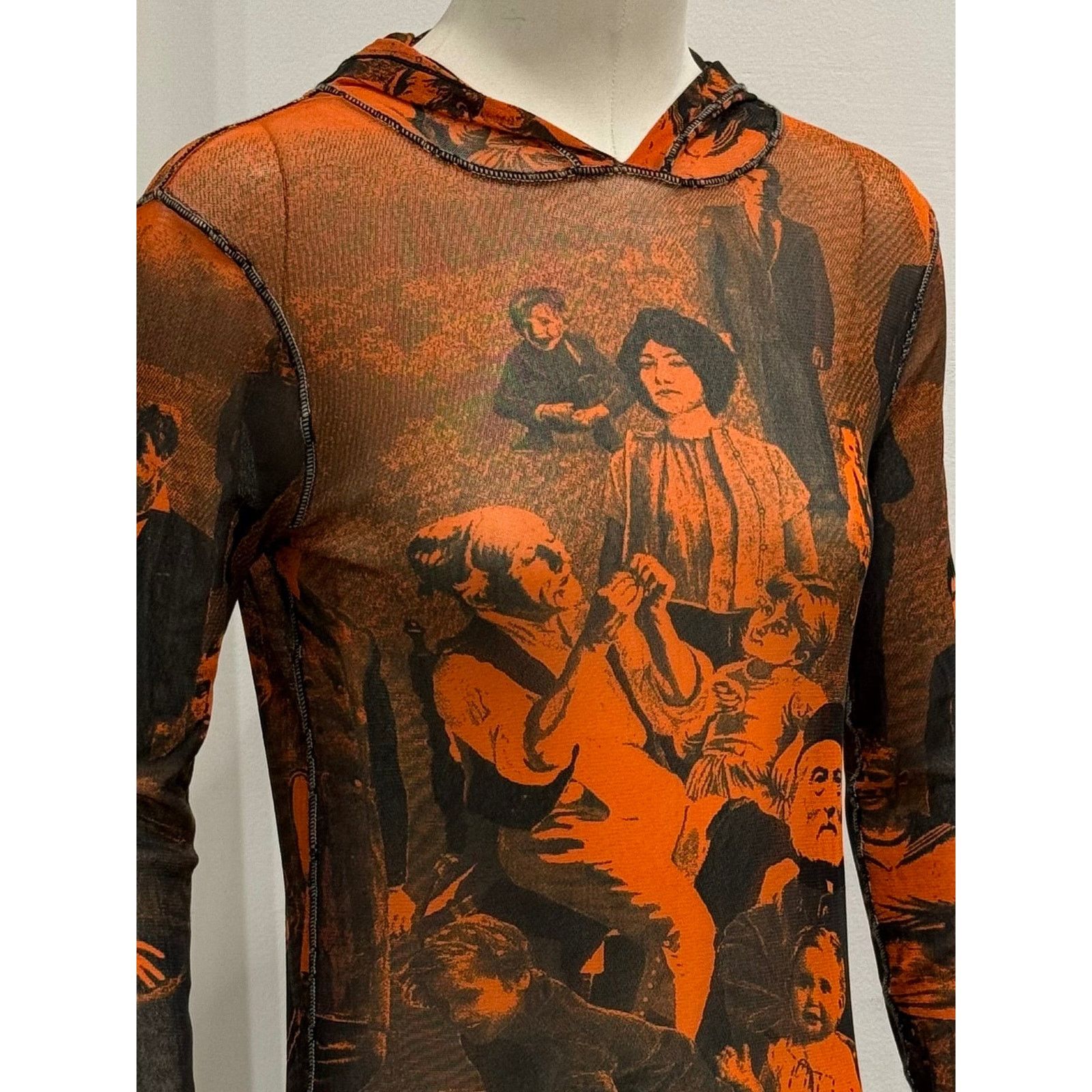 Jean Paul Gaultier S/S1998 Jean Paul Gaultier print mesh hoodie Size L / US 10 / IT 46 - 3 Thumbnail