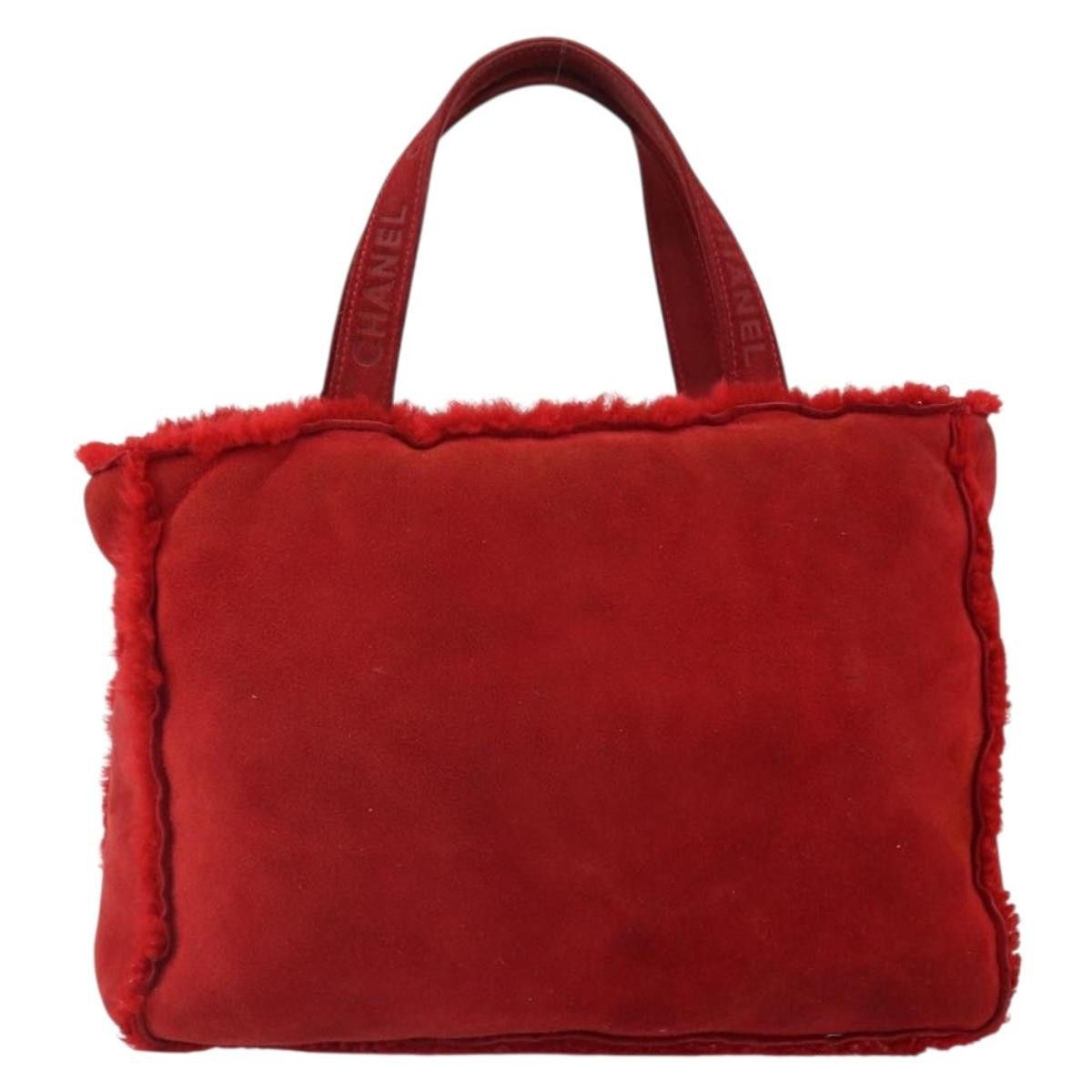 Chanel Chanel Tote Bag Suede Red CC Size ONE SIZE - 2 Thumbnail
