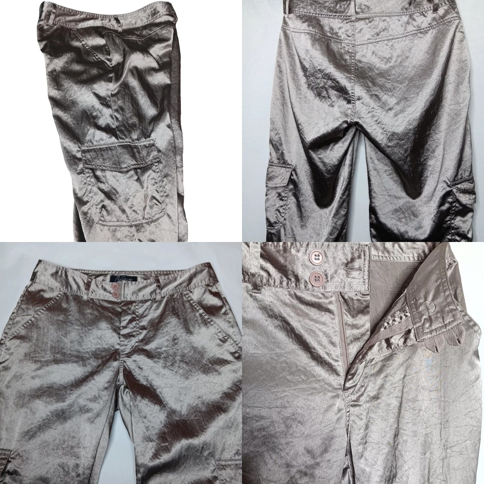 Vintage Y2K City Streets Pants Women Silver Nylon Cargo Shimmery Vintage - 7 Size Size 28" / US 6 / IT 42 - 8 Thumbnail
