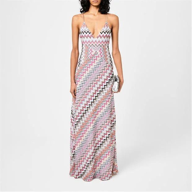 Missoni o1g2r1mq1124 Zigzag Maxi Dress in Multicolor Size M / US 6-8 / IT 42-44 - 3 Thumbnail