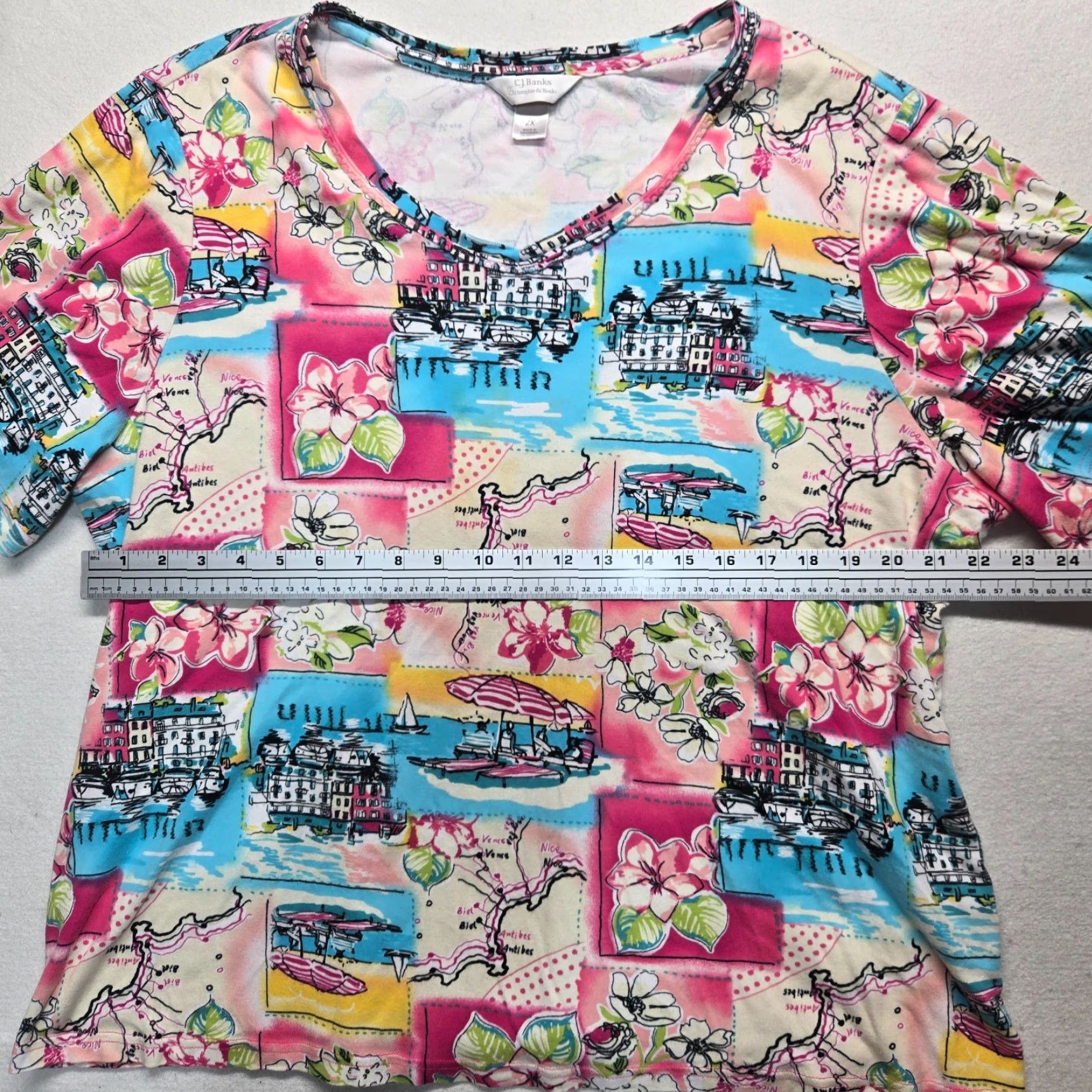 Vintage VINTAGE CJ PARIS Shirt Women Plus 2X Short Sleeve Casual Travel Cotton Blouse Summer Size XXL / US 16-18 / IT 52-54 - 3 Thumbnail