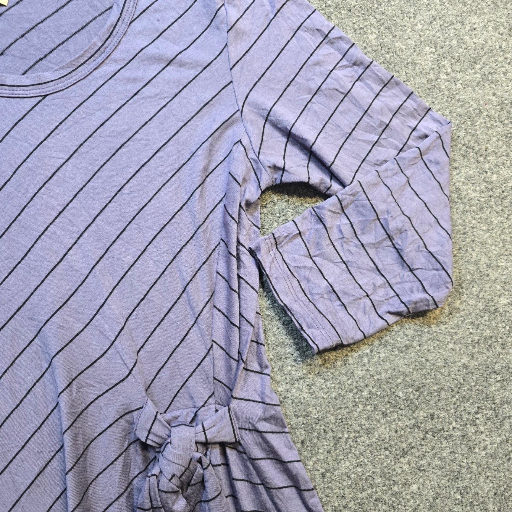 Vintage Comfy USA Dress Womens Medium Blue Striped Tunic Stretch Tie Long Sleeve Casual Size M / US 6-8 / IT 42-44 - 3 Thumbnail