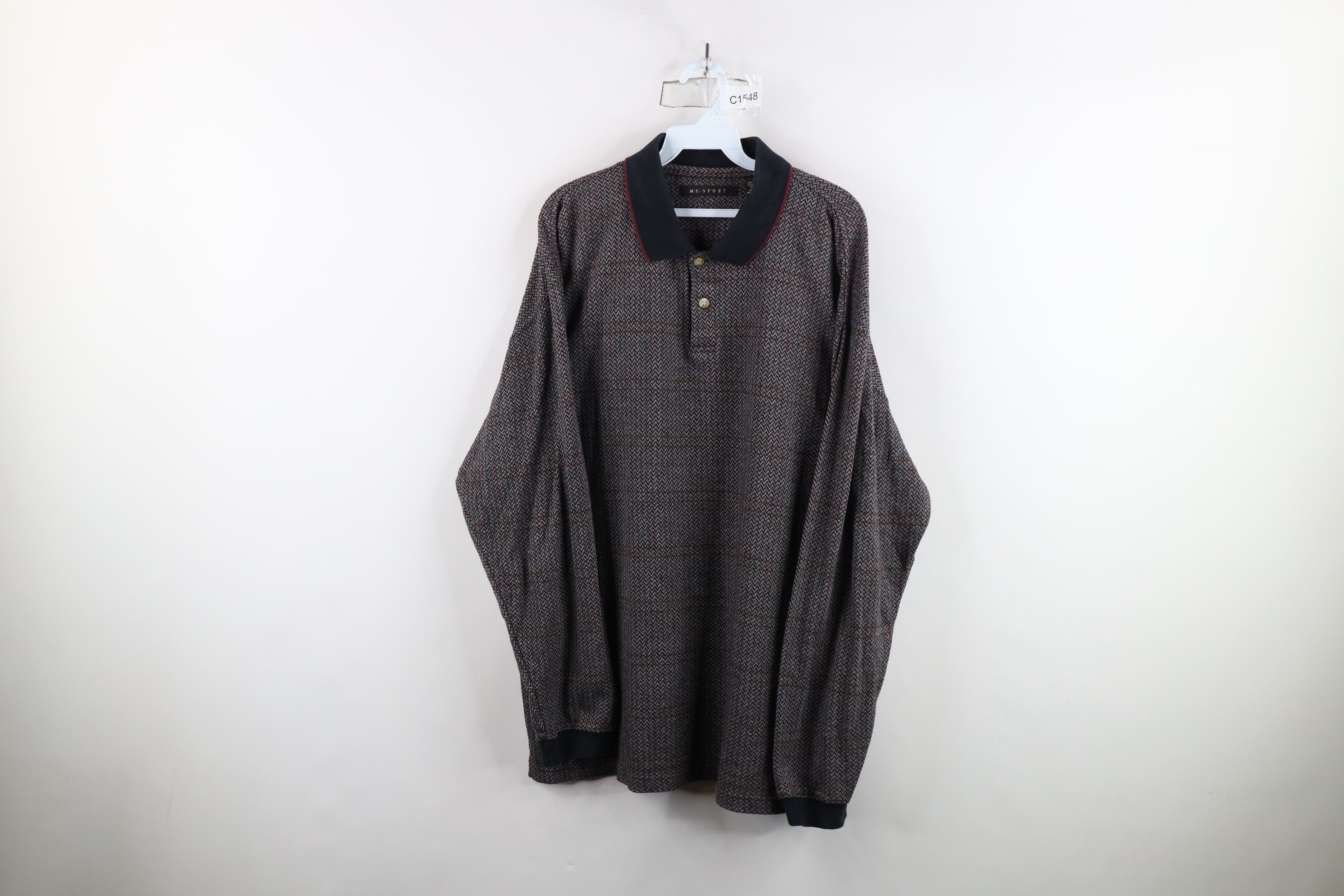 Vintage Vintage 90s Streetwear Striped Knit Long Sleeve Rugby Polo Size US XL / EU 56 / 4 - 1 Thumbnail