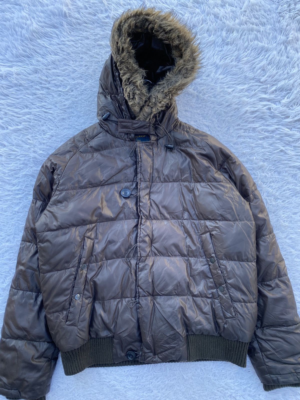 Woolrich Woolen Mills WoolRich Brown Puffer with a faux fur-trimmed Hood Jacket Size US L / EU 52-54 / 3 - 4 Thumbnail
