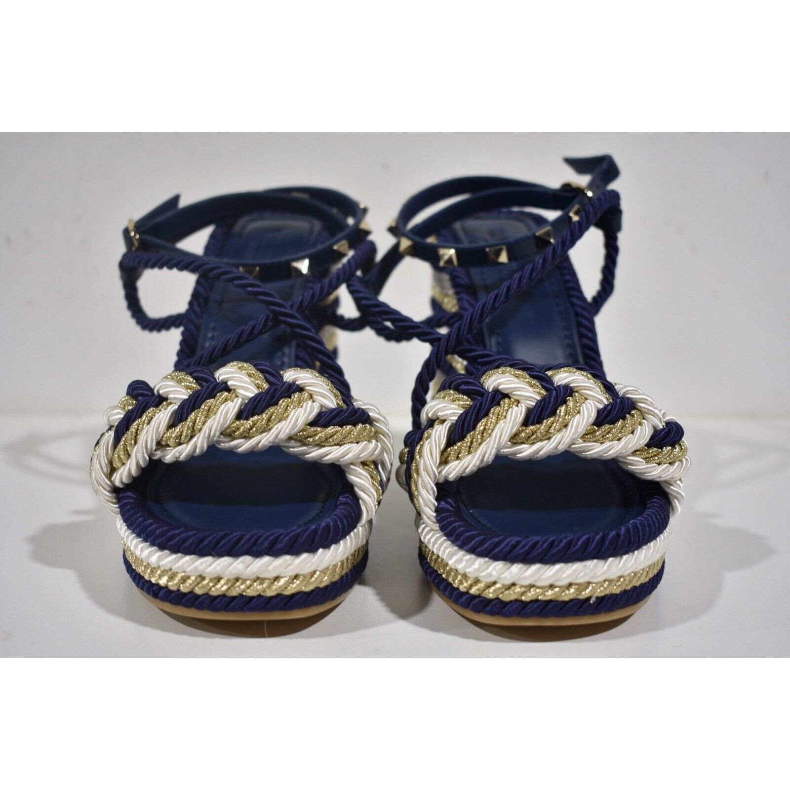 Valentino Rockstud Torchon Cord Rope Wedge Ankle Strap Sandal 39 Size US 9 / IT 39 - 6 Thumbnail