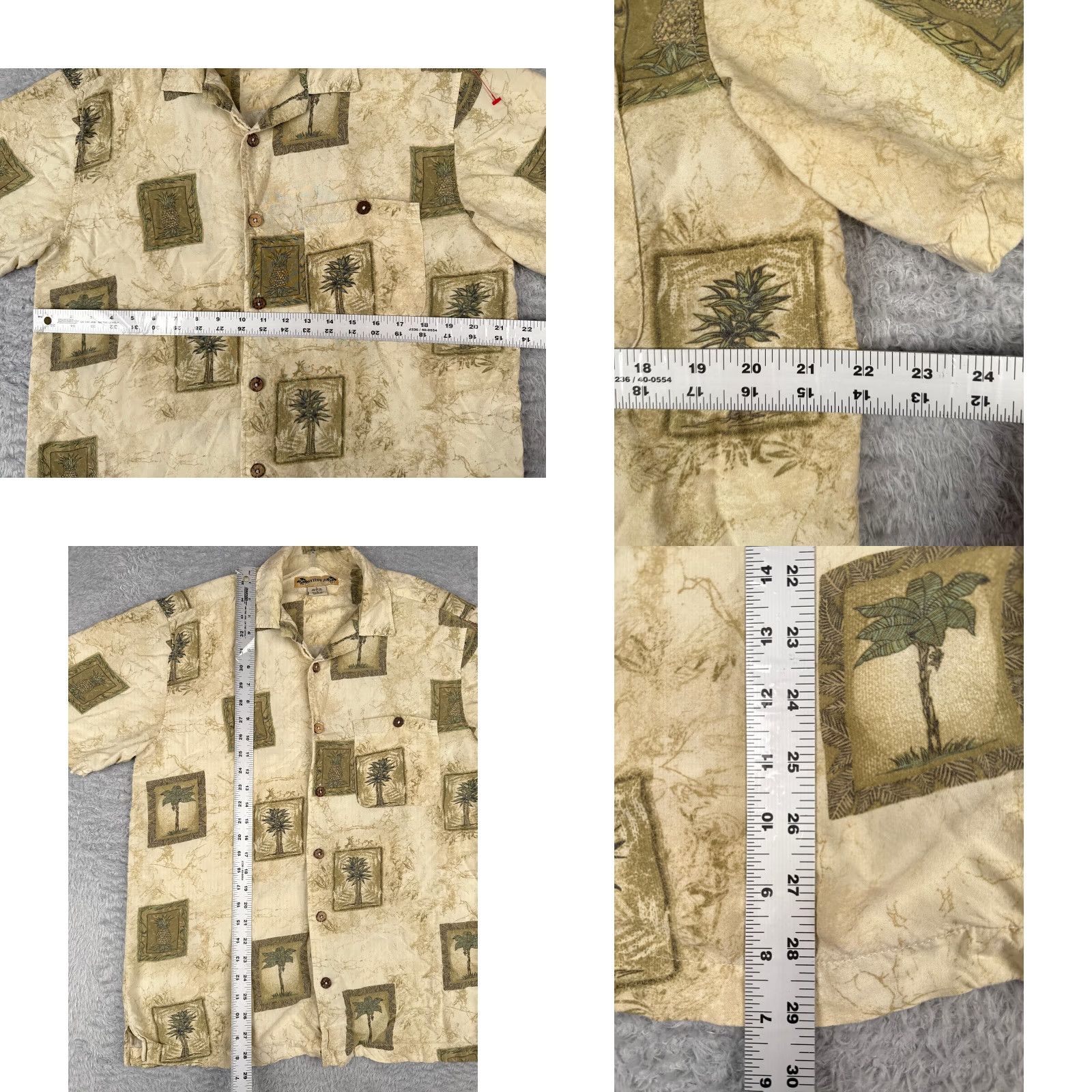 Vintage Montego Joe Hawaiian Shirt Adult Large Beige Floral Button-Up Resort Aloha Mens Size US L / EU 52-54 / 3 - 8 Thumbnail