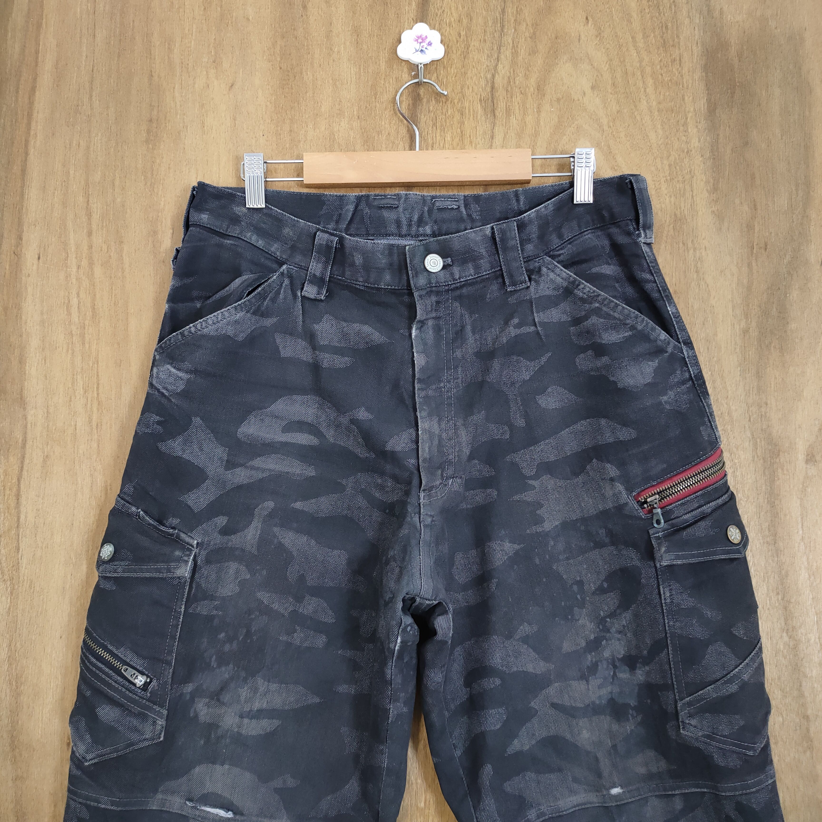 Japanese Brand × Vintage VINTAGE JAWIN BLACK CAMO CARGO PANTS Size US 33 - 2 Thumbnail