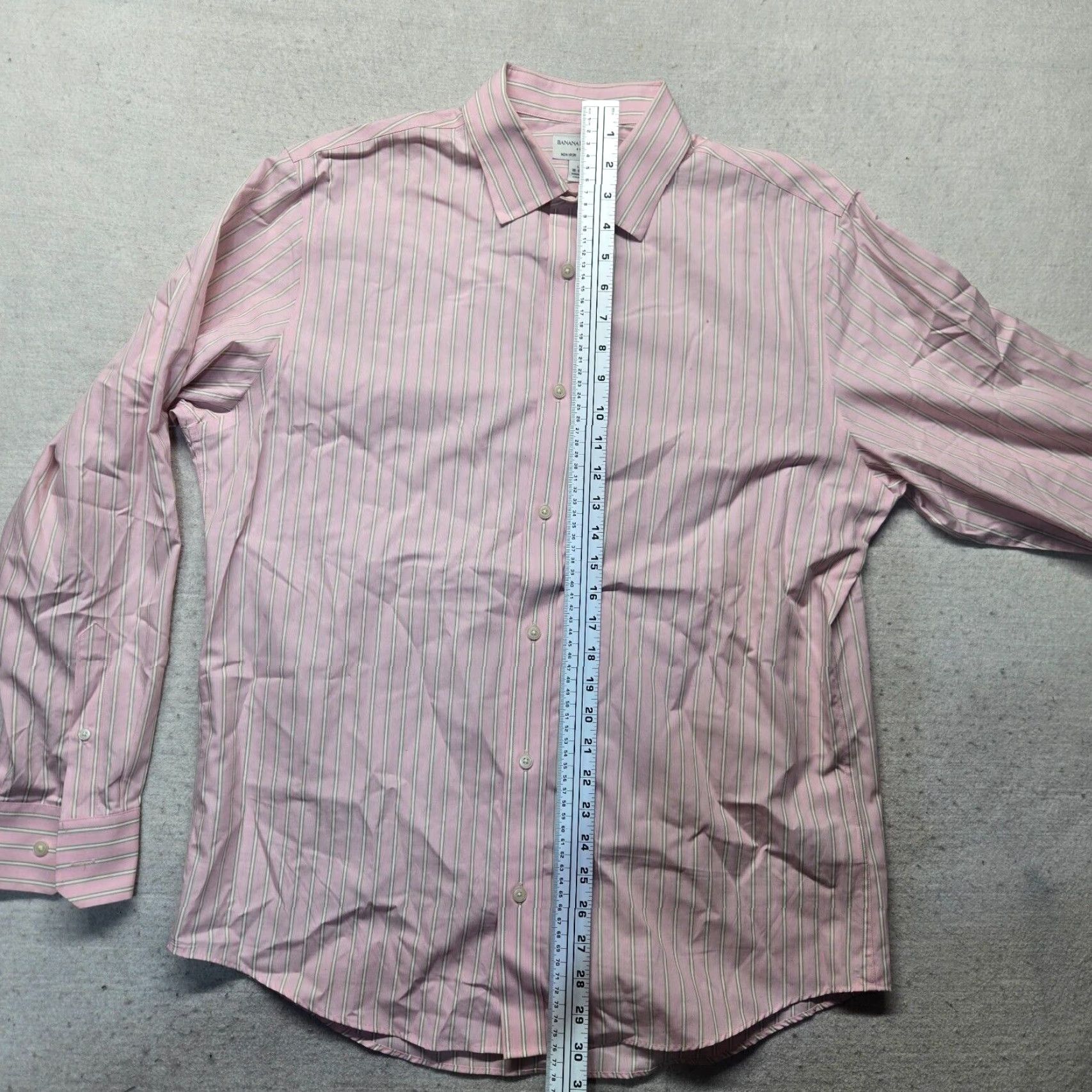 Banana Republic Banana Republic Shirt Striped Pink Button-Up Long Sleeve Mens L 16-16.5 Size 42R - 6 Thumbnail