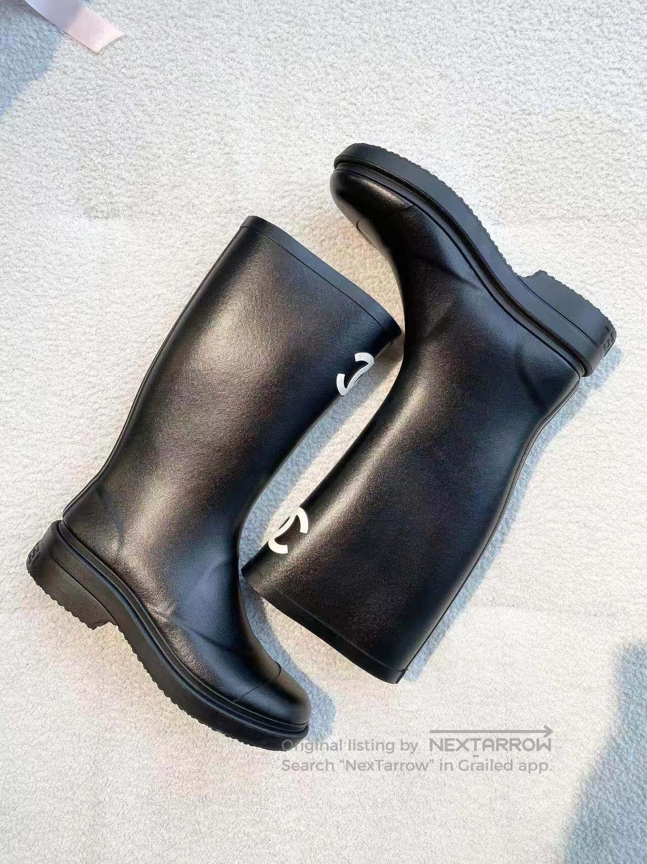 Chanel Chanel Black double Clogo long rain boots| Size US 4.5 / IT 34.5 - 3 Thumbnail