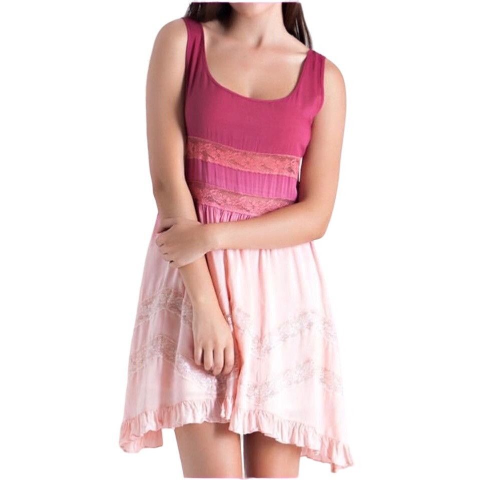 Other NWT Pink Ombré Tiered Ruffle Hem Mini Slip Dress | Coquette Size S / US 4 / IT 40 - 6 Thumbnail