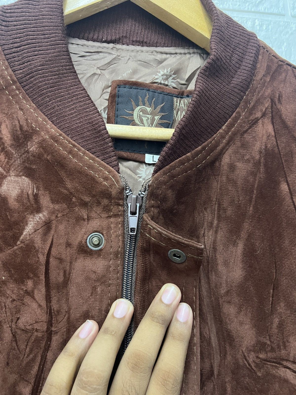 Other GV Handmade In Italy Faux Suede Leather Jacket Size US L / EU 52-54 / 3 - 3 Thumbnail