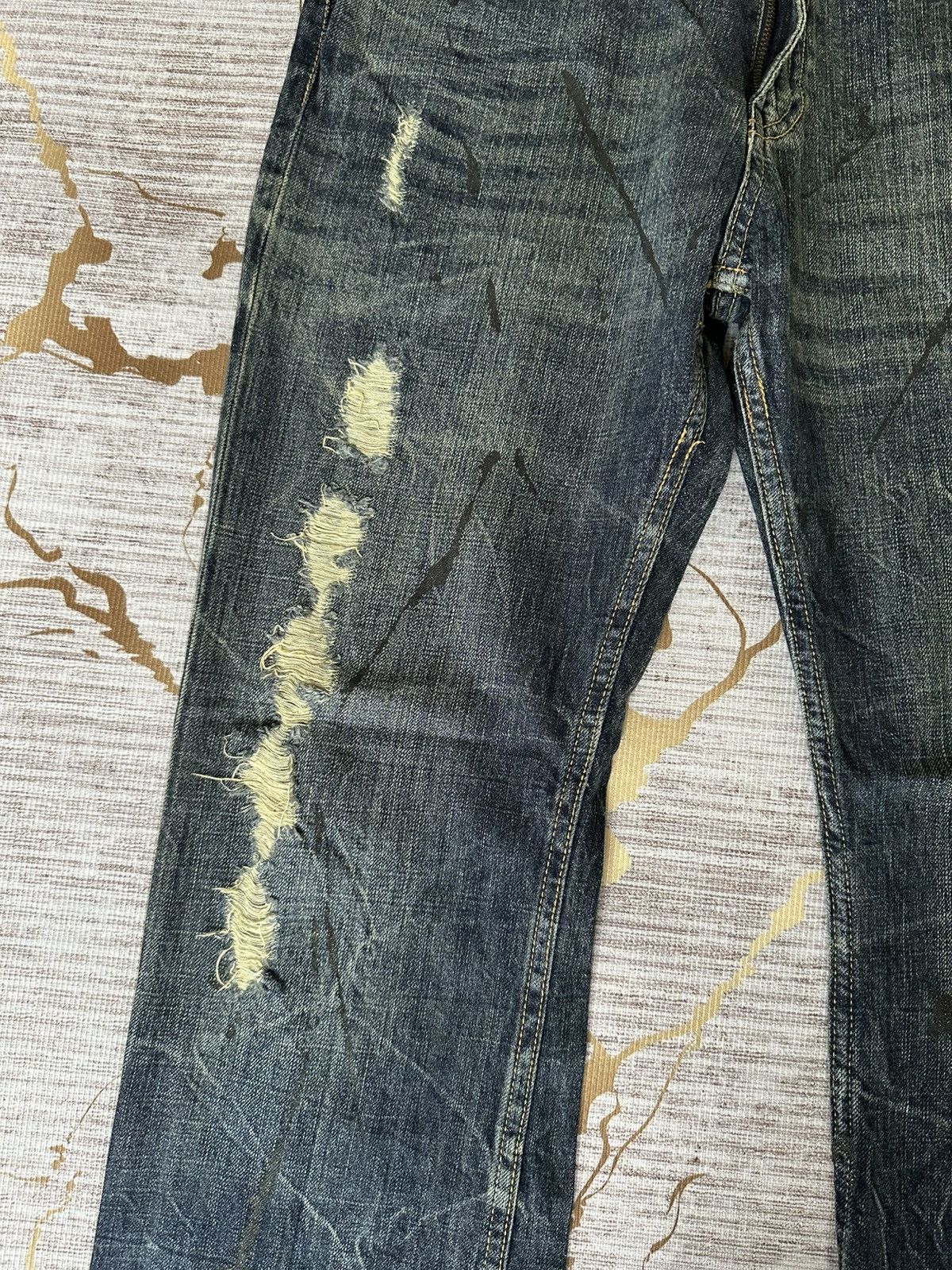 Japanese Brand FLARE Japanese Brand Distressed Claw Marks Design Denim Size US 33 - 8 Thumbnail
