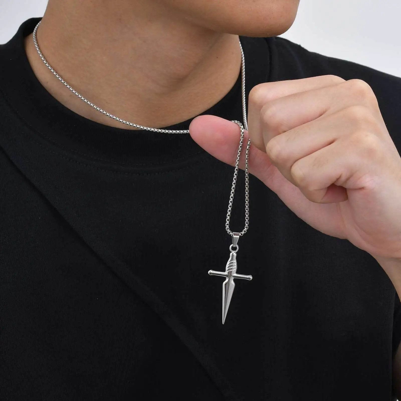 Jewelry Sword Cross Pendant Necklace Size ONE SIZE - 3 Thumbnail
