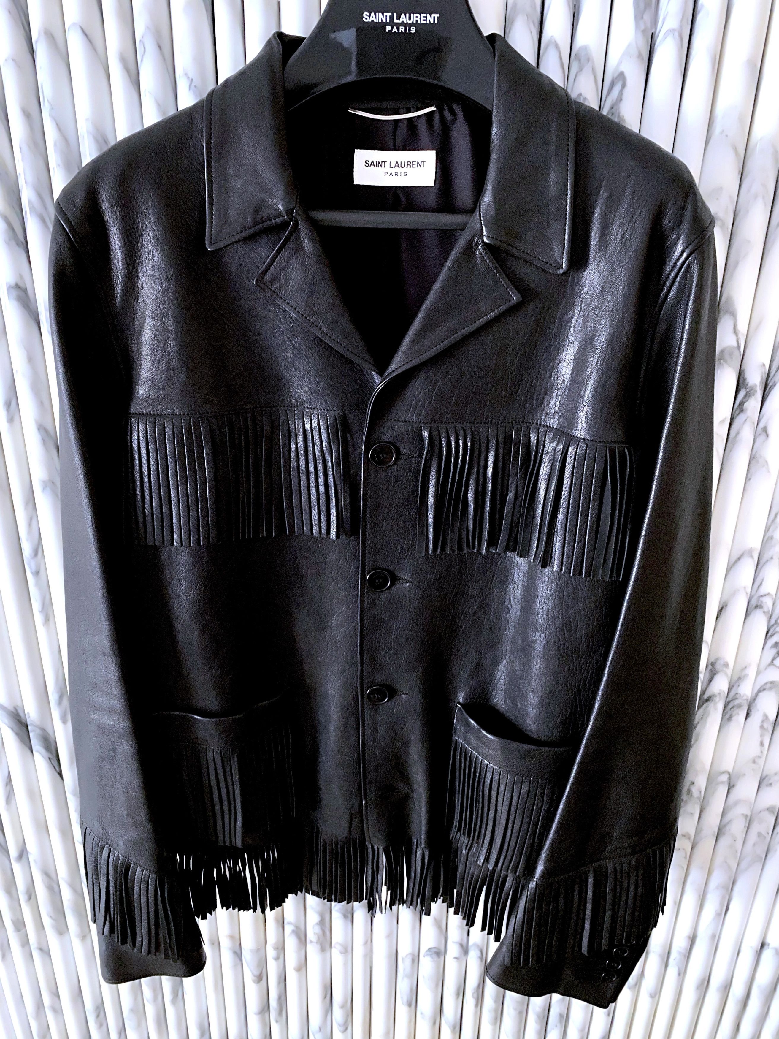 Hedi Slimane × Saint Laurent Paris NEW AW13 L12 CURTIS WESTERN FRINGED LAMBSKIN JACKET Size US M / EU 48-50 / 2 - 4 Thumbnail