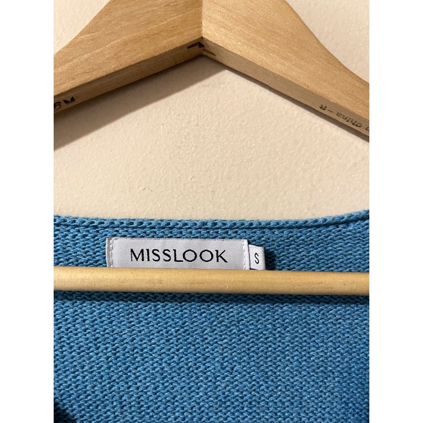 Vintage Miss Look Women's S Turquoise Cotton V-Neck Oversized Pullover Sweater Shirt/ Sweater? Size S / US 4 / IT 40 - 5 Thumbnail