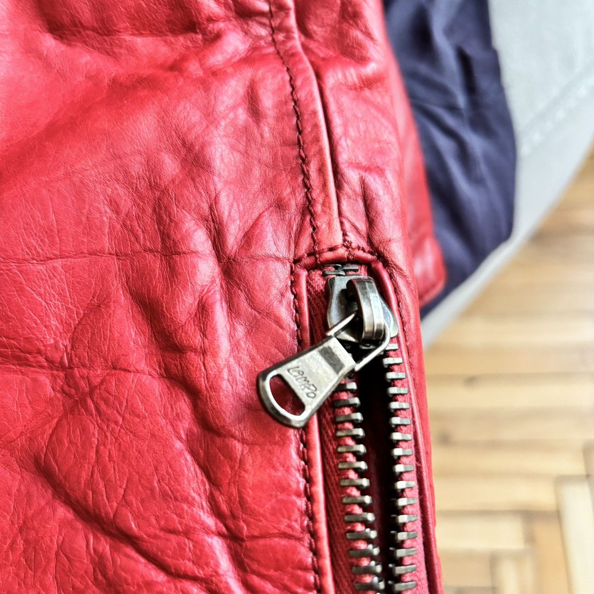 Vintage Vintage 1973 Italy Moto Real Red Leather Jacket Lampo Zip Size US M / EU 48-50 / 2 - 10 Thumbnail