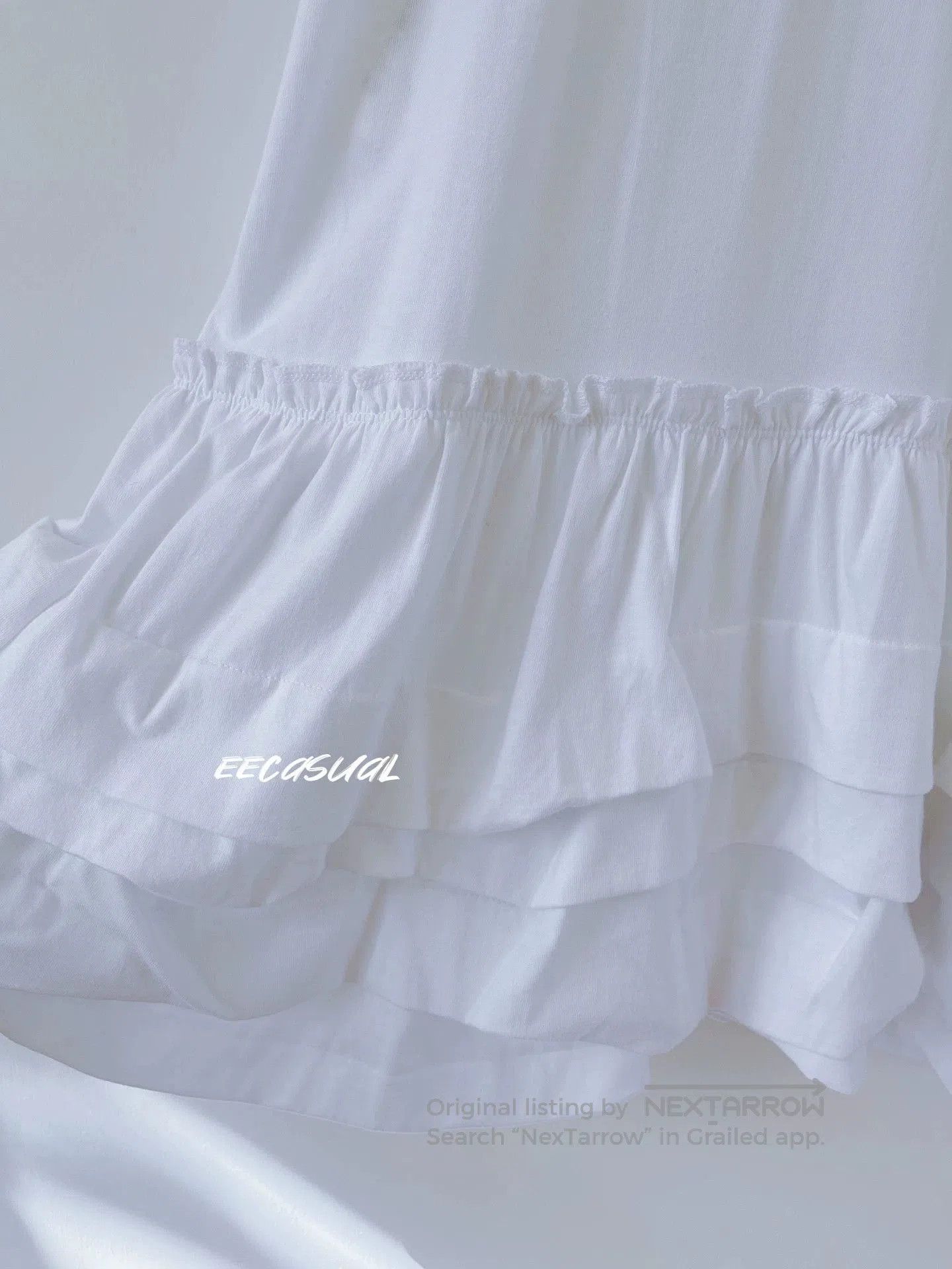 CDG by Comme des Garcons White Layered Ruffle Hem Long T-Shirt. Size S / US 4 / IT 40 - 5 Thumbnail