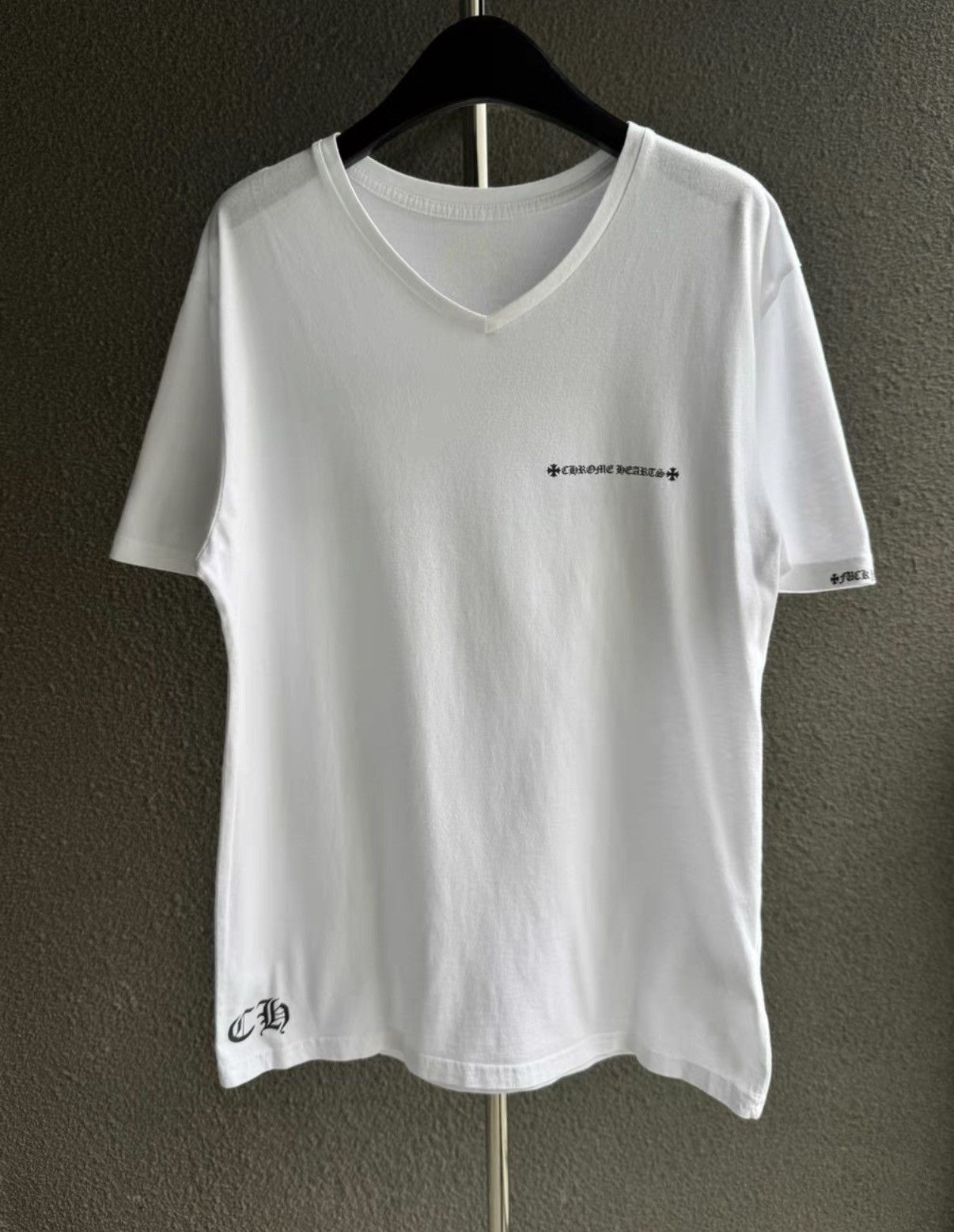 Chrome Hearts Chrome Hearts Gray V-Neck Short Sleeve T-Shirt | Grailed