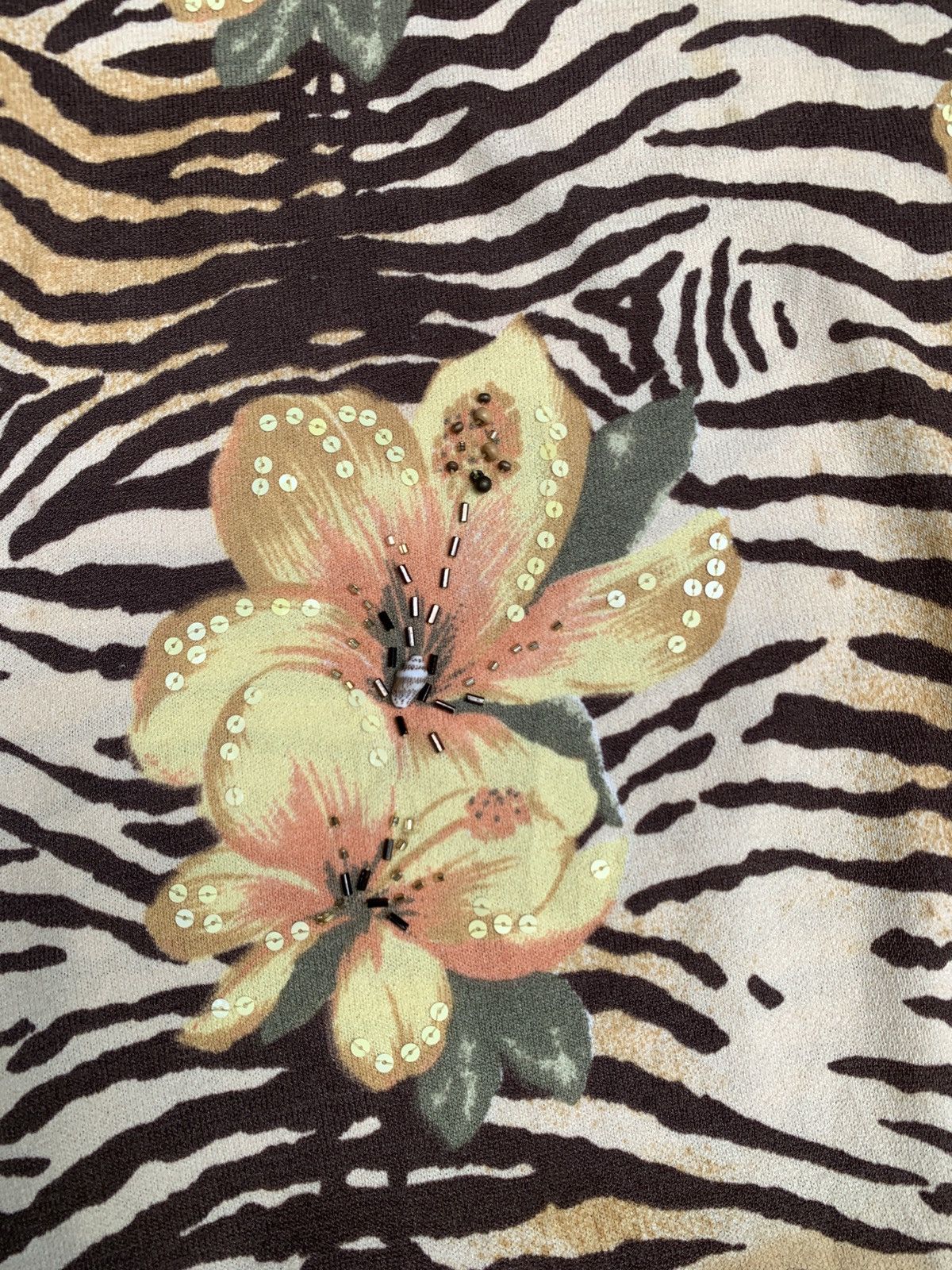 Japanese Brand y2k Floral Tiger Leopard Patter Sea Shell Sequin Top Size L / US 10 / IT 46 - 5 Thumbnail