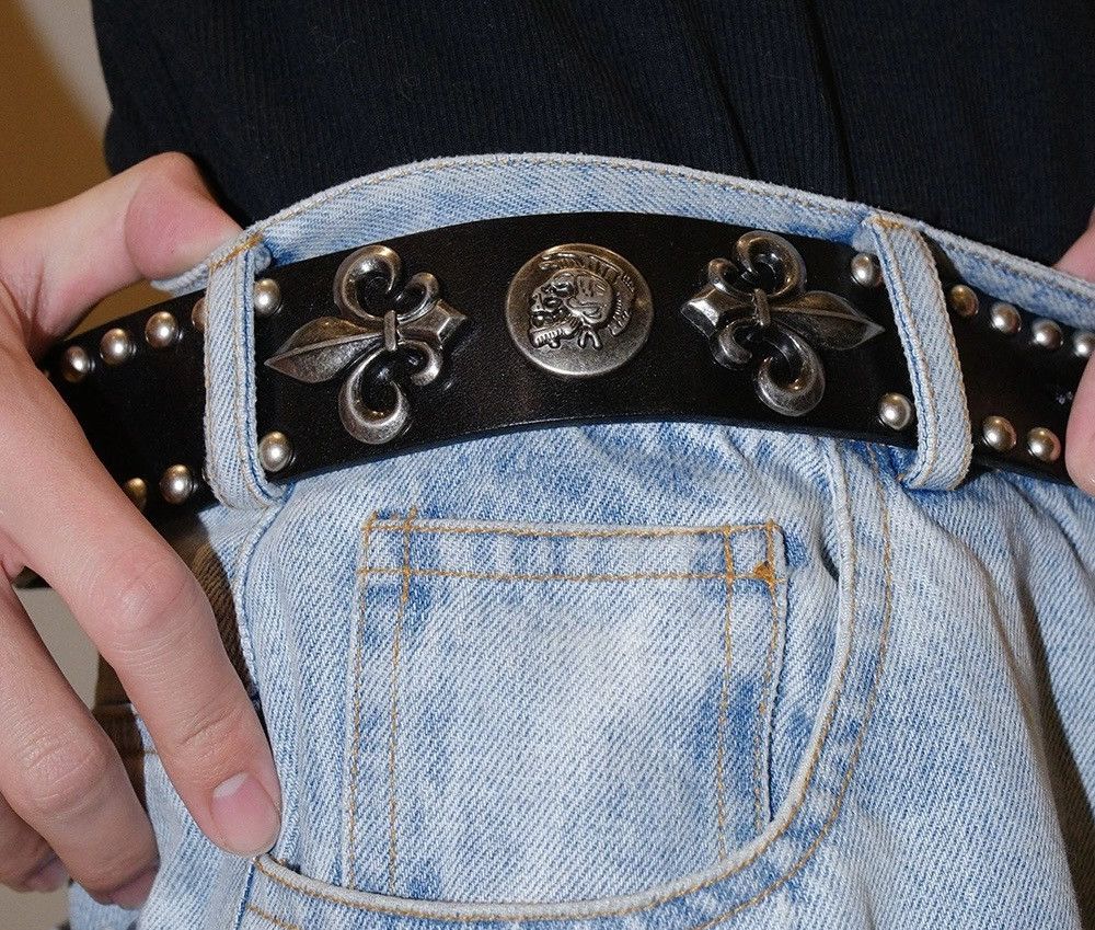 Japanese Brand × Vintage Retro punk rock skull studded genuine leather belt y2k Size ONE SIZE - 2 Thumbnail
