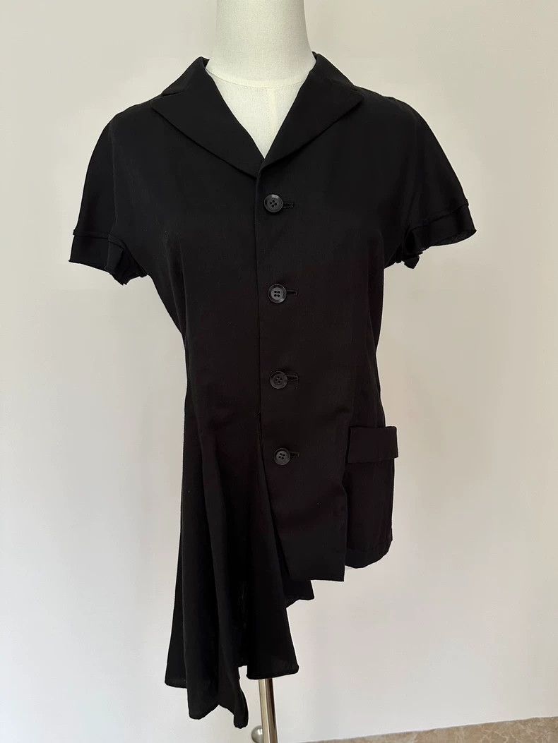 Yohji Yamamoto Yohji Yamamoto size 1 Black asymmetric wavy pleated short Size S / US 4 / IT 40 - 2 Thumbnail