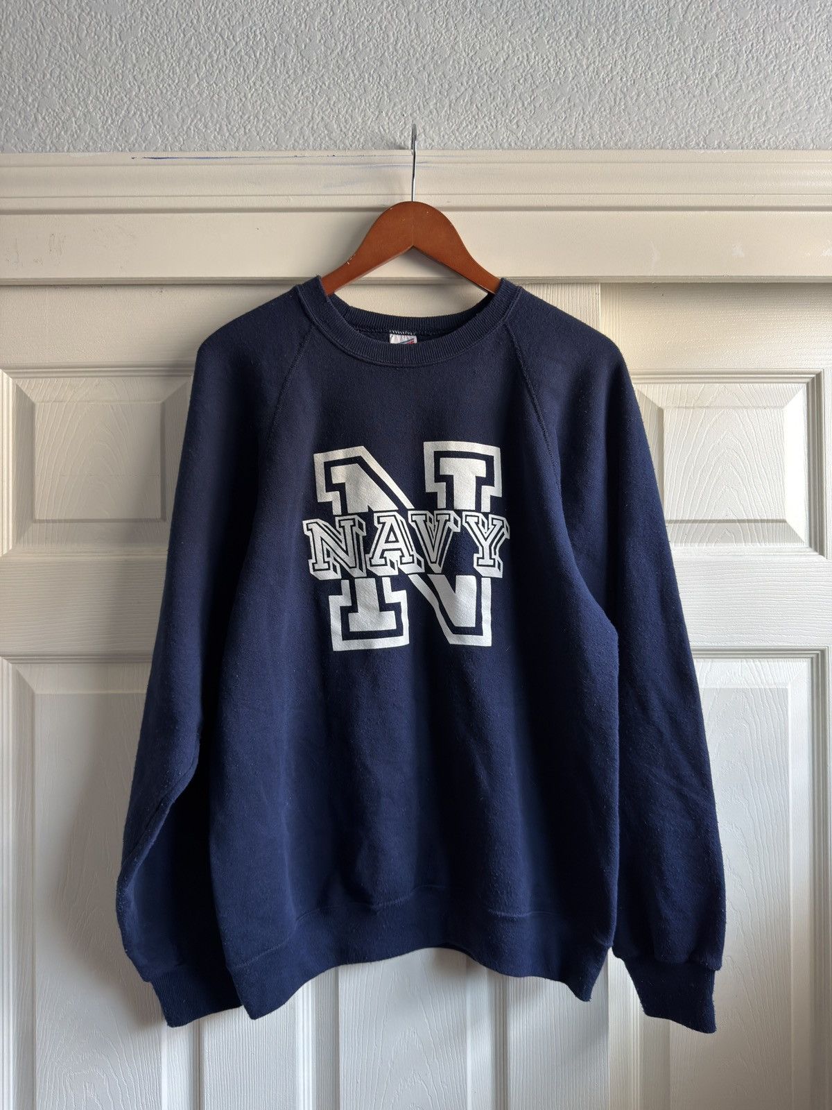 Soffe Vintage 80s Navy Raglan Soffe Crewneck Size L Size US L / EU 52-54 / 3 - 1 Thumbnail