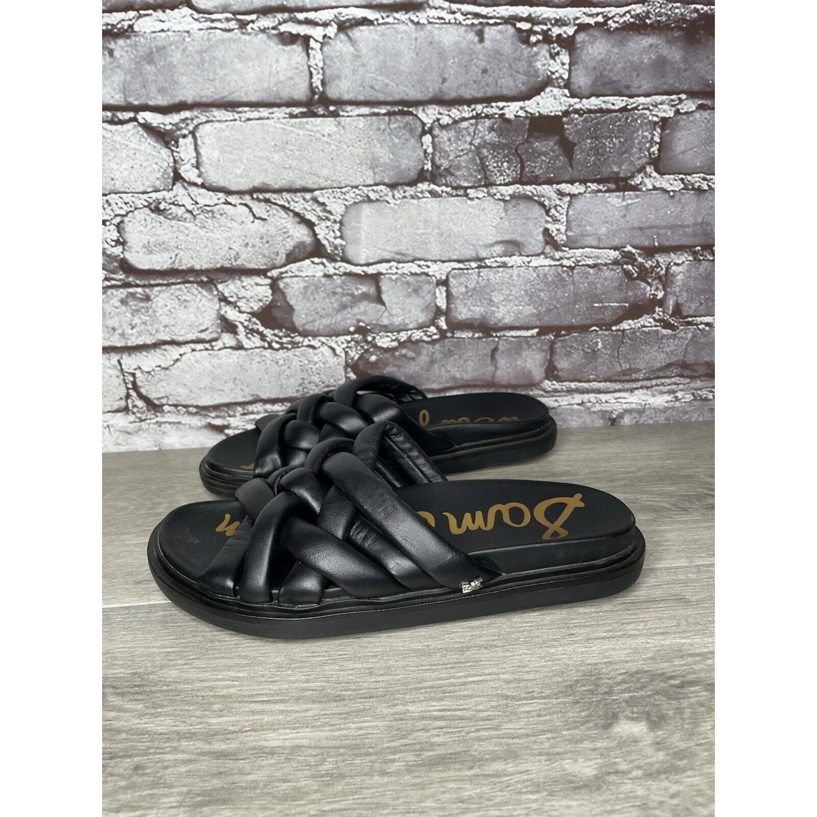 Sam Edelman Sam Edelman Vaugn Black Leather Braid Casual Slides Sandals Size US 6.5 / IT 36.5 - 7 Thumbnail