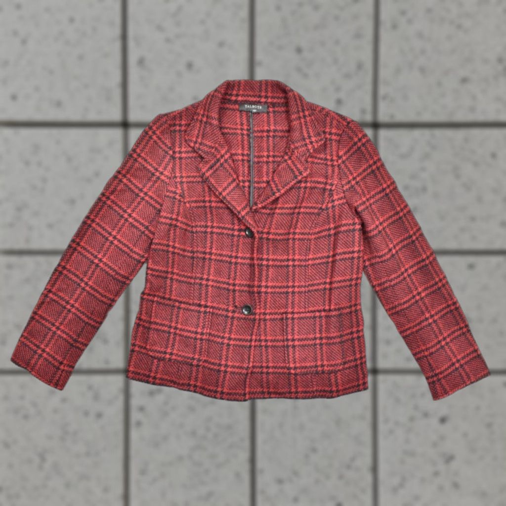 Talbots Talbots Blazer Jacket Wool Blend Houndstooth Plaid Two Button Red Regular Women XS-4 Size S / US 4 / IT 40 - 1 Thumbnail