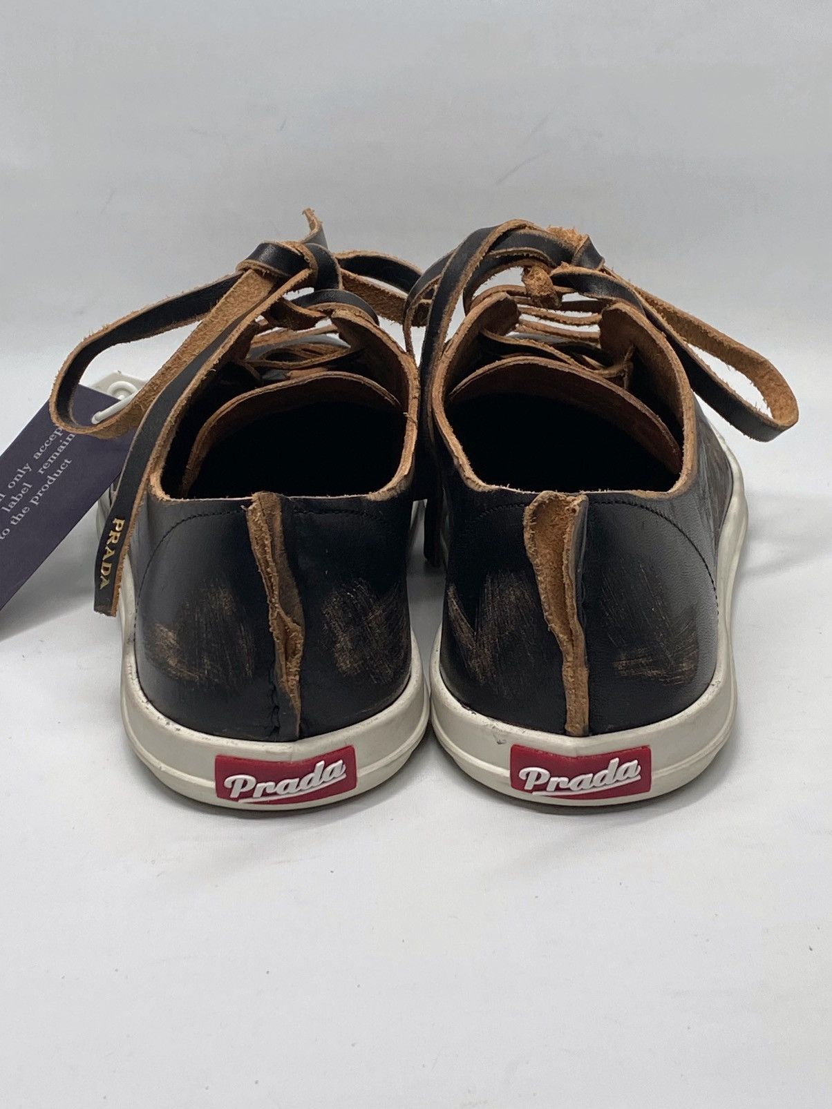 Prada Prada Distressed Low-Top Leather Sneakers size 38.5 Size US 8.5 / IT 38.5 - 12 Thumbnail