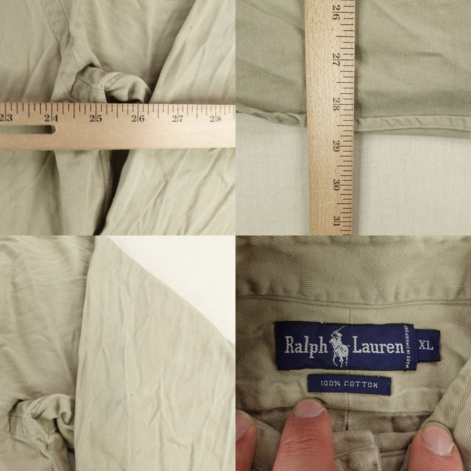 Ralph Lauren VINTAGE Ralph Lauren Shirt Mens XL Tan Twill Button-Up 90s Classic Outdoor Beige Cotton Twill Polo Logo Mens XL Size US XL / EU 56 / 4 - 8 Thumbnail