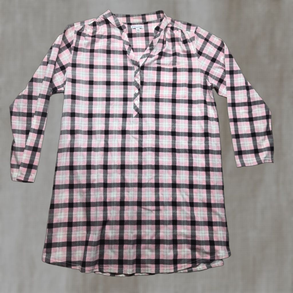 Pinko Kim Rogers Nightgown Pink Plaid Oversized Button Shirt Intimates Sleepwear 1X Shirt Womens Nightgown Pink 1X Size XL / US 12-14 / IT 48-50 - 1 Thumbnail