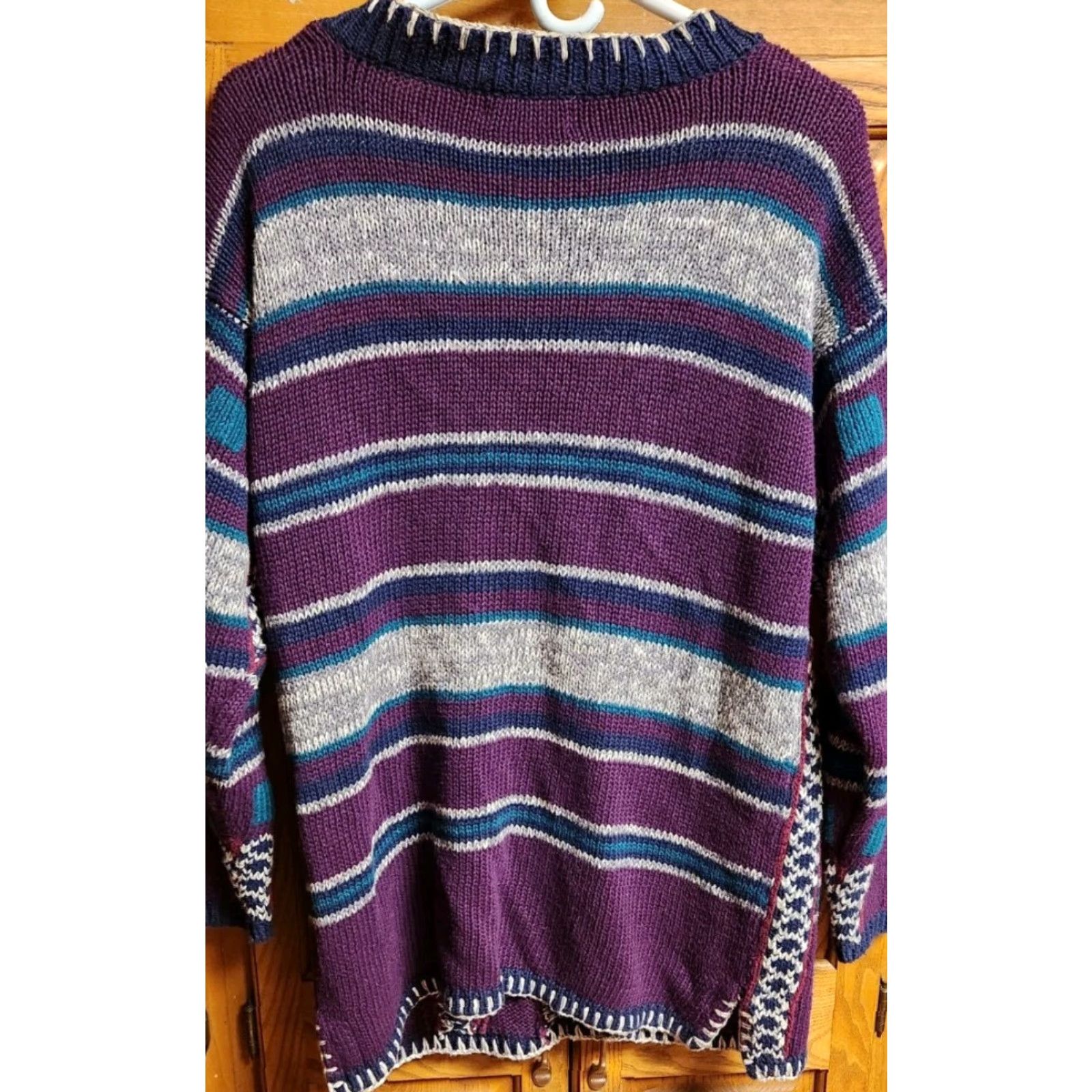 Vintage VINTAGE Gina Peters Knit Cardigan Sweater Women's S Small Geometric Southwest Purple 90s Designer Womens Cardigan Size S / US 4 / IT 40 - 5 Thumbnail