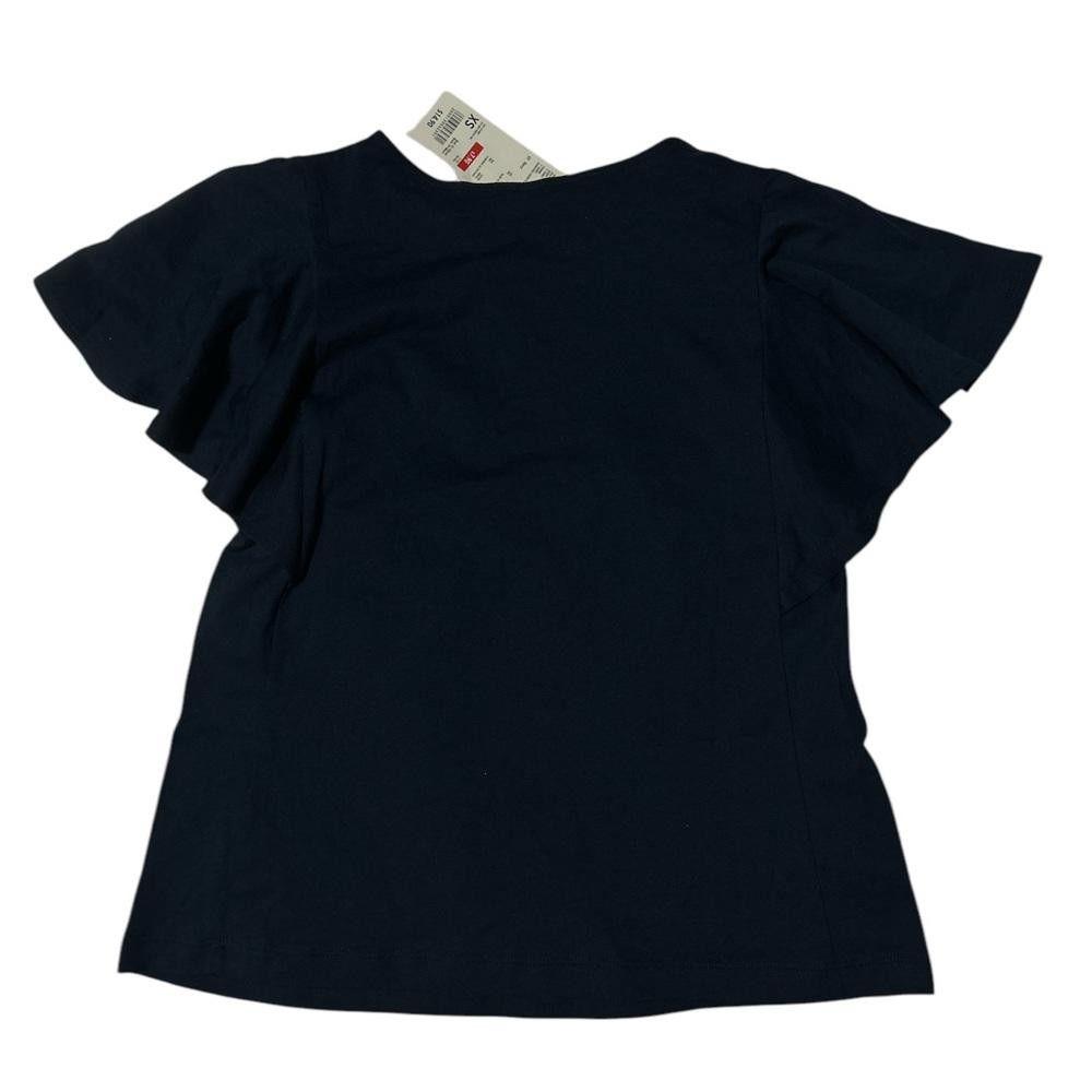 Uniqlo BNWT UNIQLO Women's XS Navy Blue Flutter Sleeve T-Shirt Size XS / US 0-2 / IT 36-38 - 3 Thumbnail