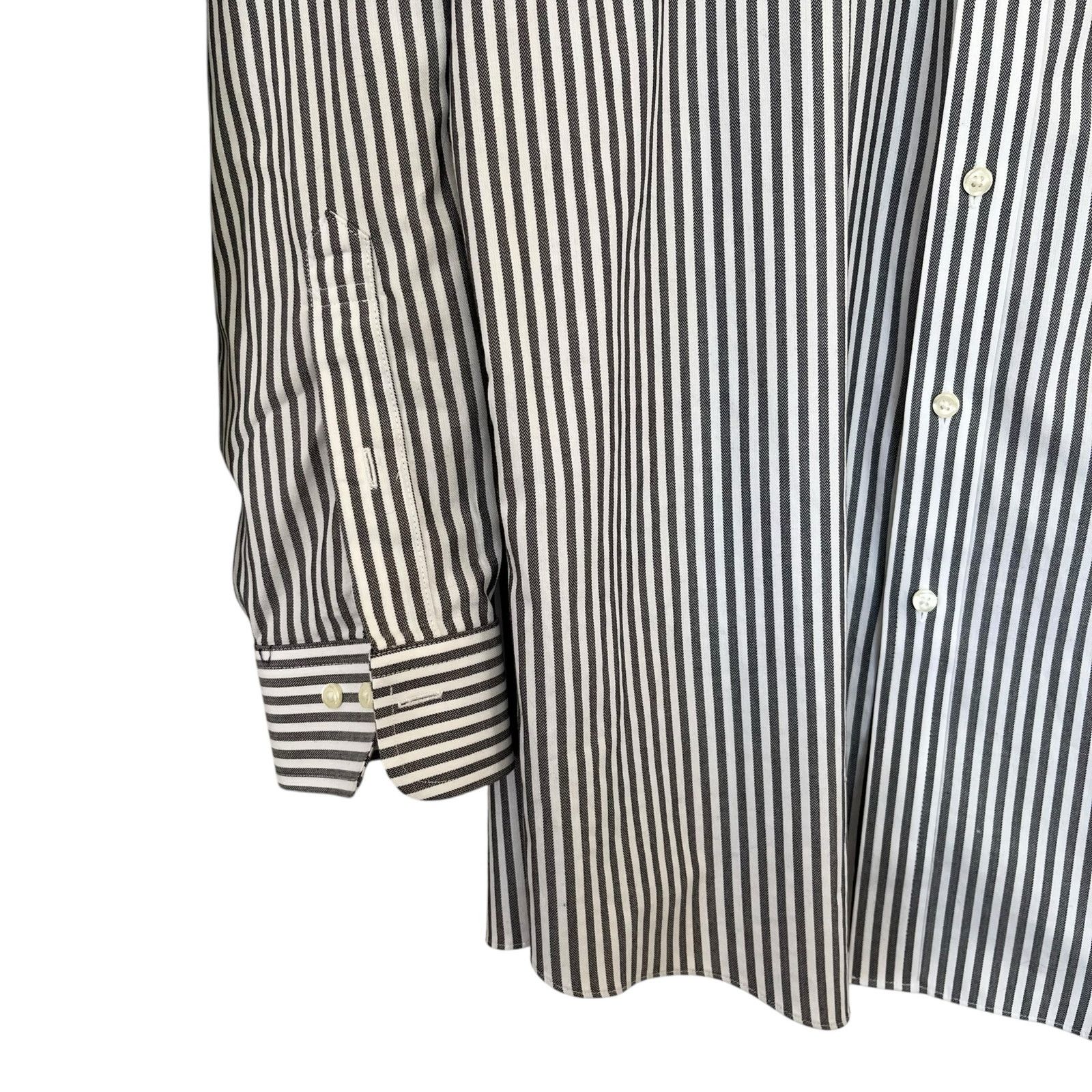 Brooks Brothers Brooks Brothers White Gray Regent Fit Non-Iron Dress Shirt Size US L / EU 52-54 / 3 - 3 Thumbnail