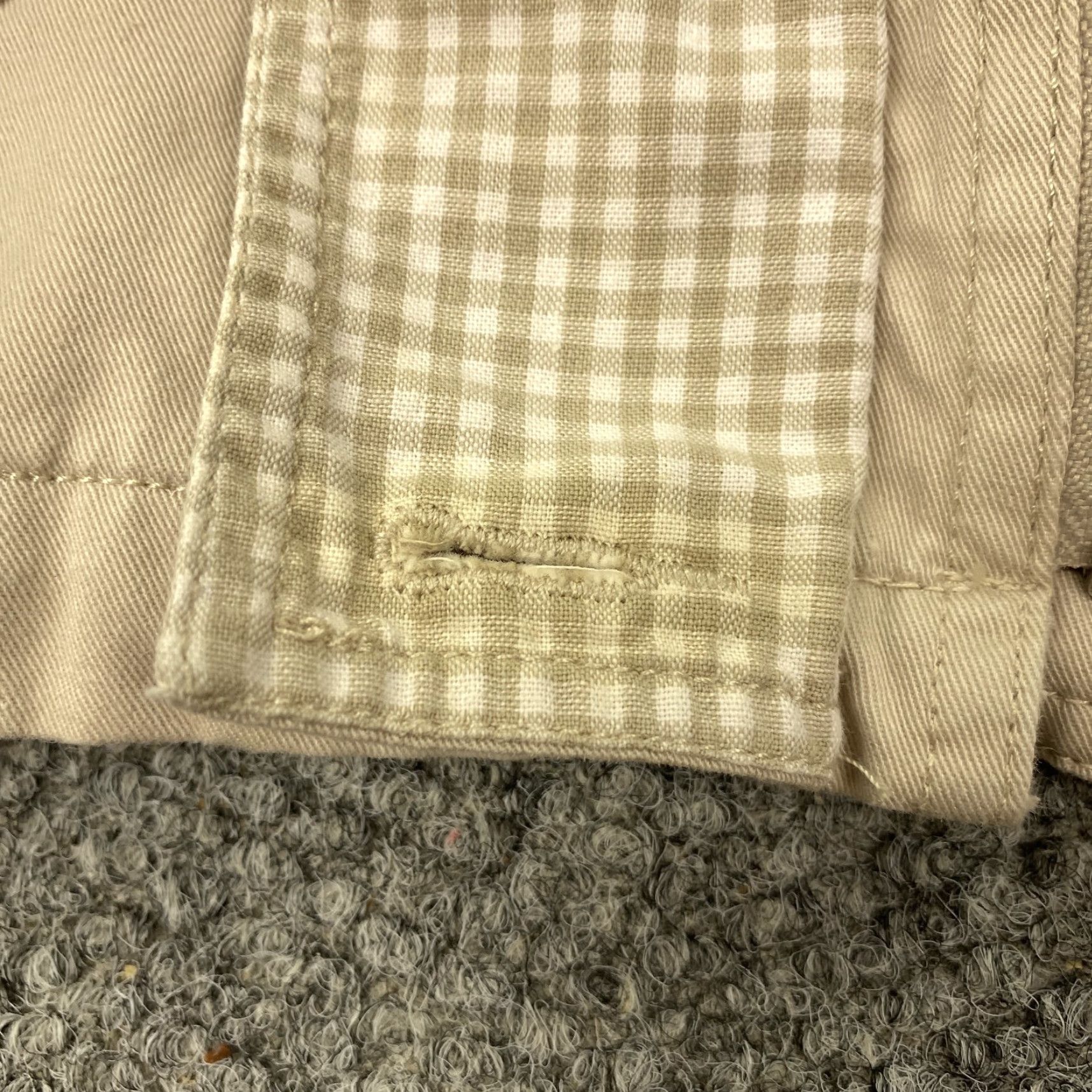 Denim & Co. VINTAGE Denim & Co. Womens Jacket Medium Beige Cotton Utility Gingham Plaid Lined Casual Outdoor Fall Size M / US 6-8 / IT 42-44 - 6 Thumbnail