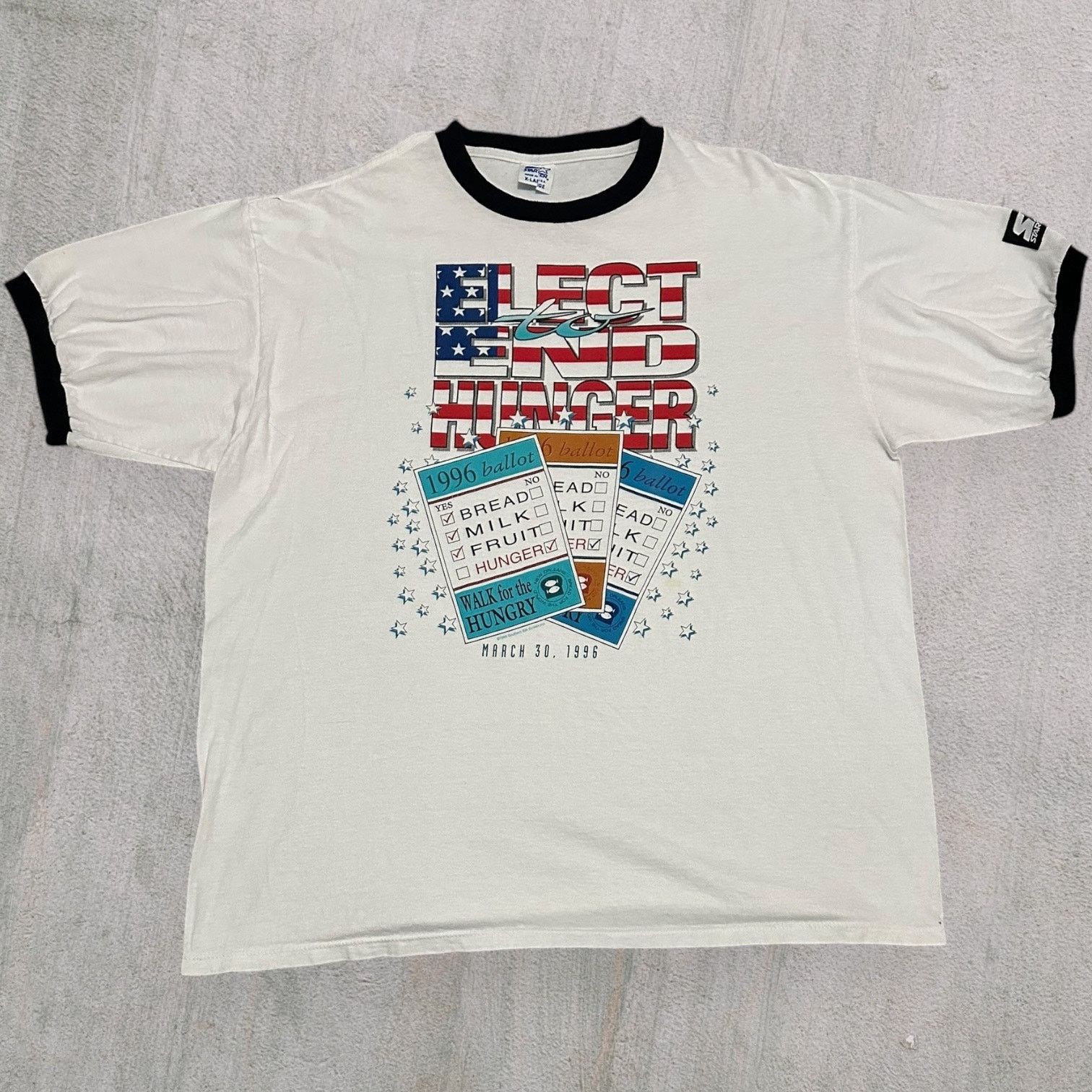 Starter 1996 elect to end hunger New Orleans ringer starter tee Size US XL / EU 56 / 4 - 1 Thumbnail
