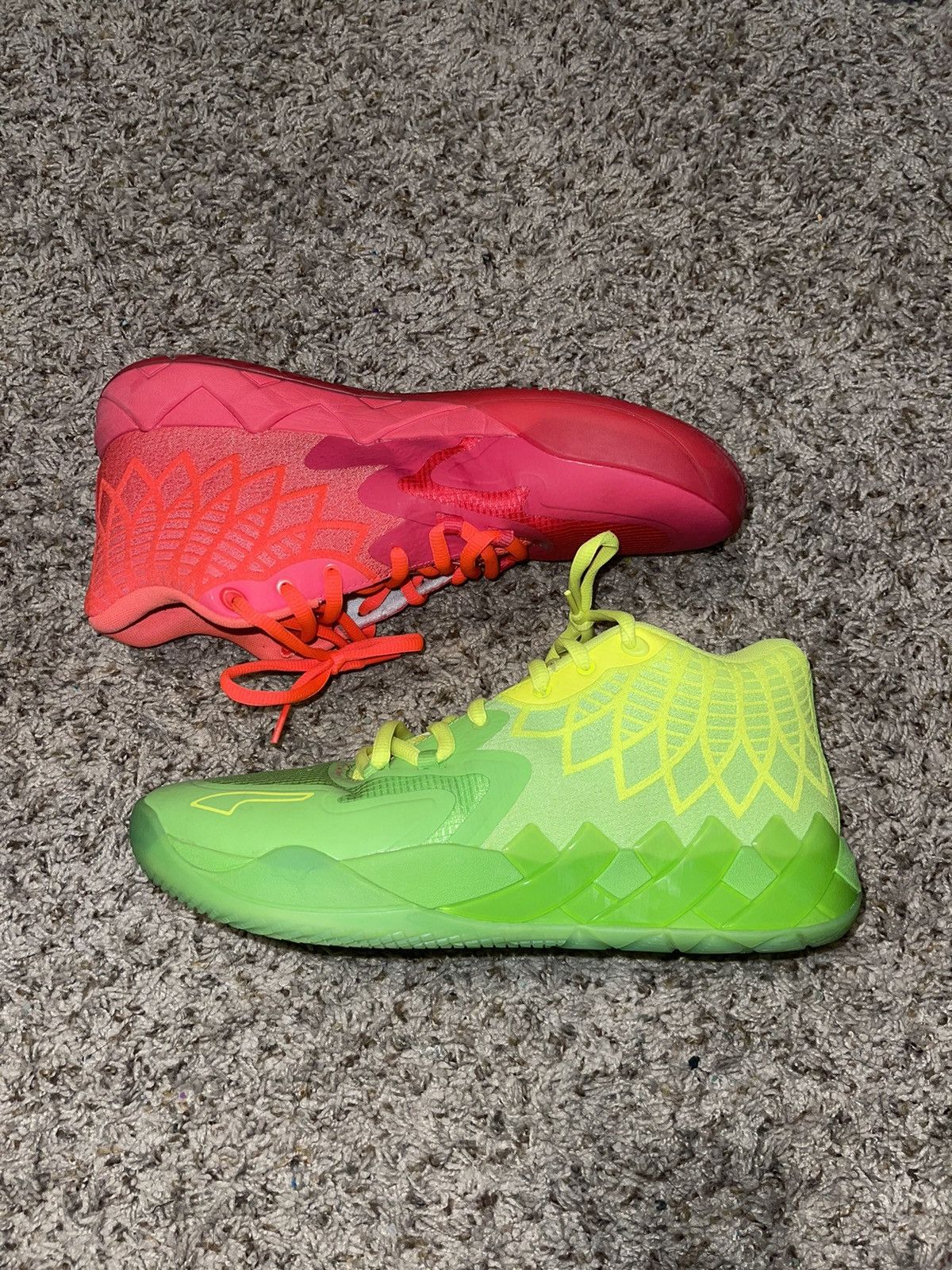 image of Puma Melo 1 Rick And Morty Shoes in Green Red, Men's (Size 12)
