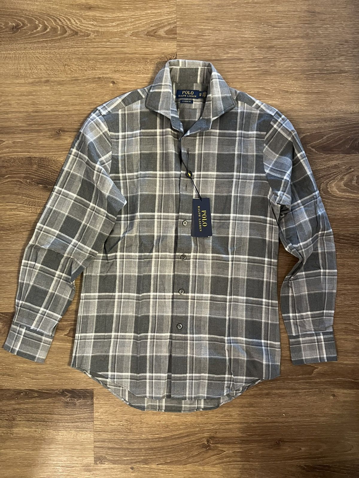 Polo Ralph Lauren NWT Grey Flannel Plaid Dress Shirt Size US XS / EU 42 / 0 - 1 Thumbnail