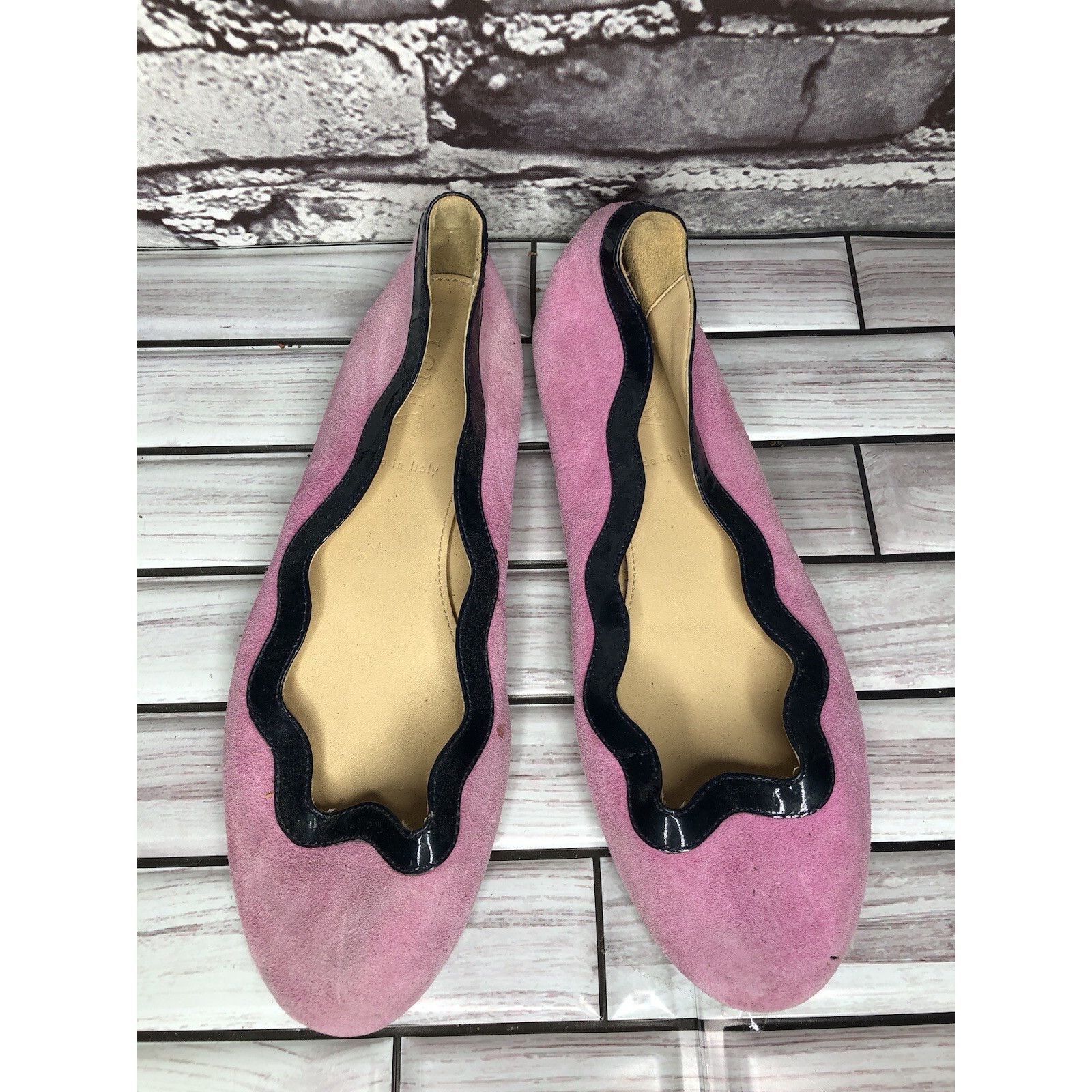 J.Crew J.CREW Pink Suede Leather Blue Scalloped Ballet Flats Shoes Size US 5 / IT 35 - 5 Thumbnail