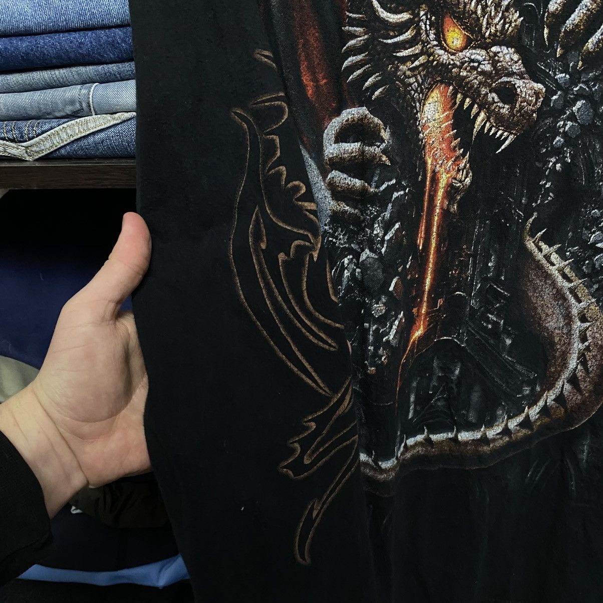 Vintage Vintage Spiral Dragon Overprinted 90’s Graphic Longsleeve Size US XXL / EU 58 / 5 - 5 Thumbnail