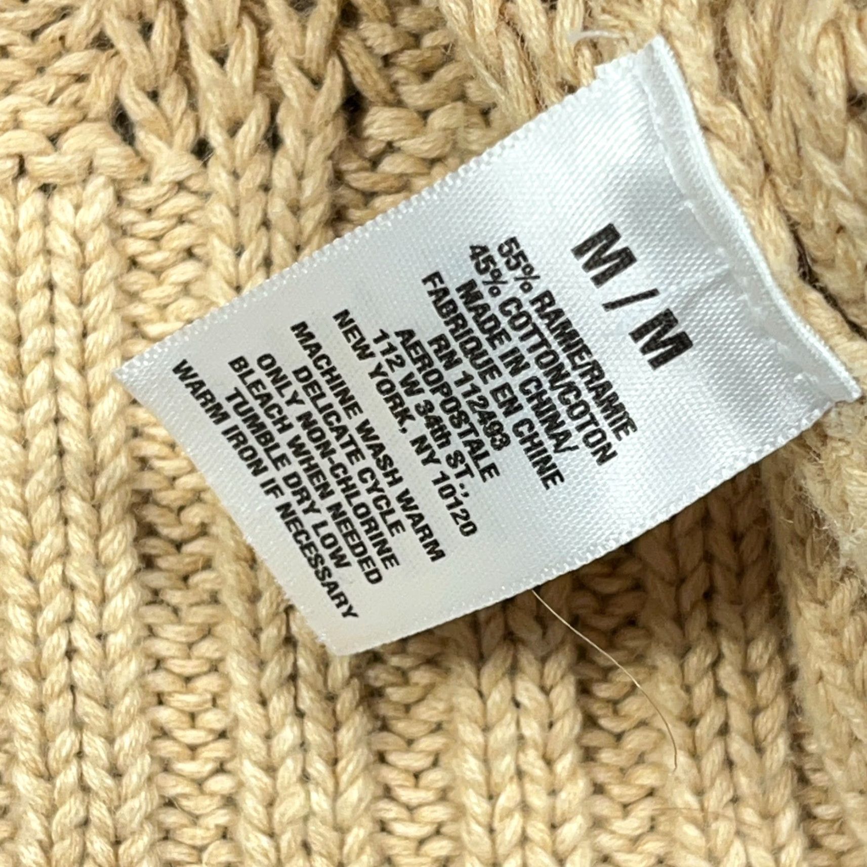 American Eagle Outfitters VINTAGE American Eagle Outfitters Cardigan Sweater Women M Beige Cotton Ramie Chunky-Knit 3/4 Sleeve Turtleneck All Seasons Casual Workwear Womens Size M / US 6-8 / IT 42-44 - 6 Thumbnail