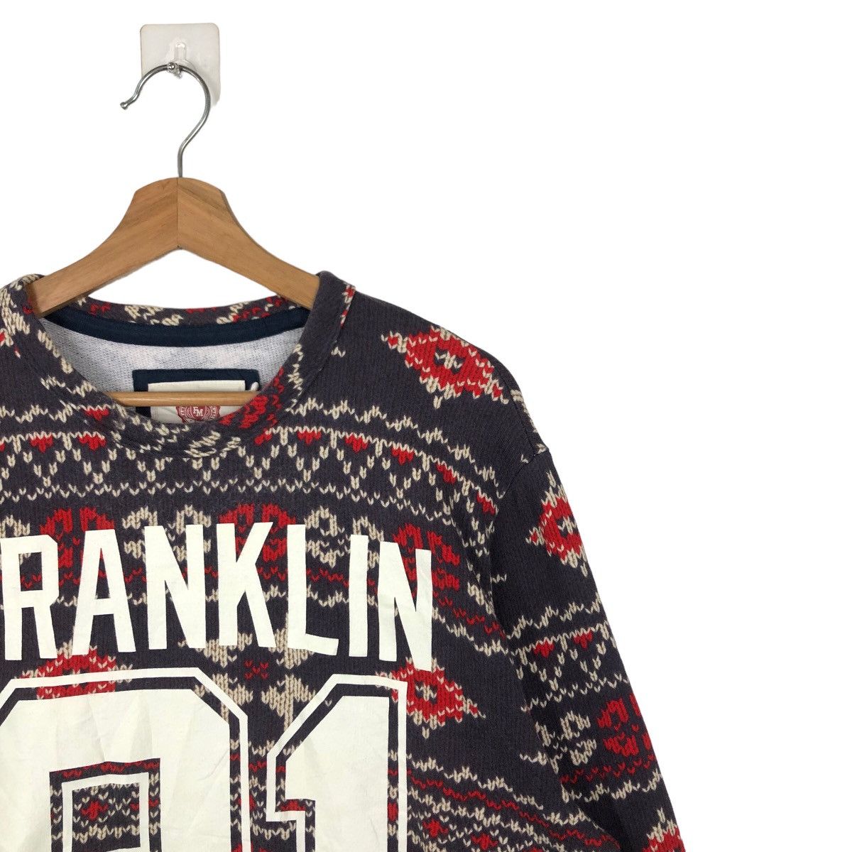 Japanese Brand VINTAGE NAVAJO DESIGN SWEATSHIRT FRENKLIN BIG LOGO Size L / US 10 / IT 46 - 5 Thumbnail