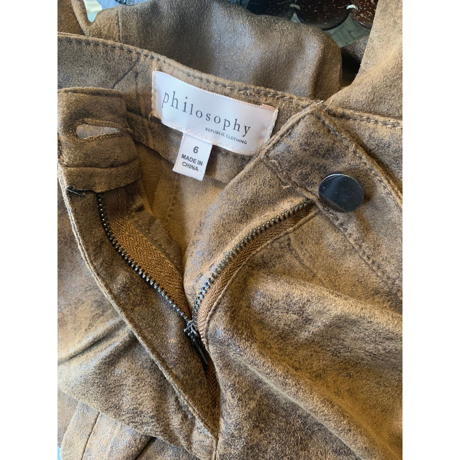 & Other Stories PHILOSOPHY Women's Faux Suede Pants Size 6 Straight Leg Y2K Size 30" / US 8 / IT 44 - 8 Thumbnail