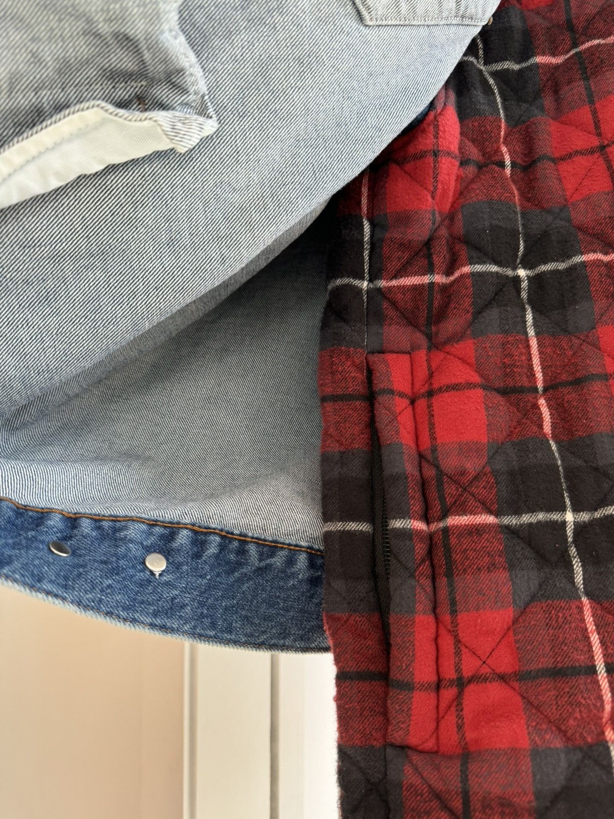 Balenciaga FW 18 Gilet Denim Layer 2 in 1 Plaid Quilted Hood Jacket Size US M / EU 48-50 / 2 - 9 Thumbnail